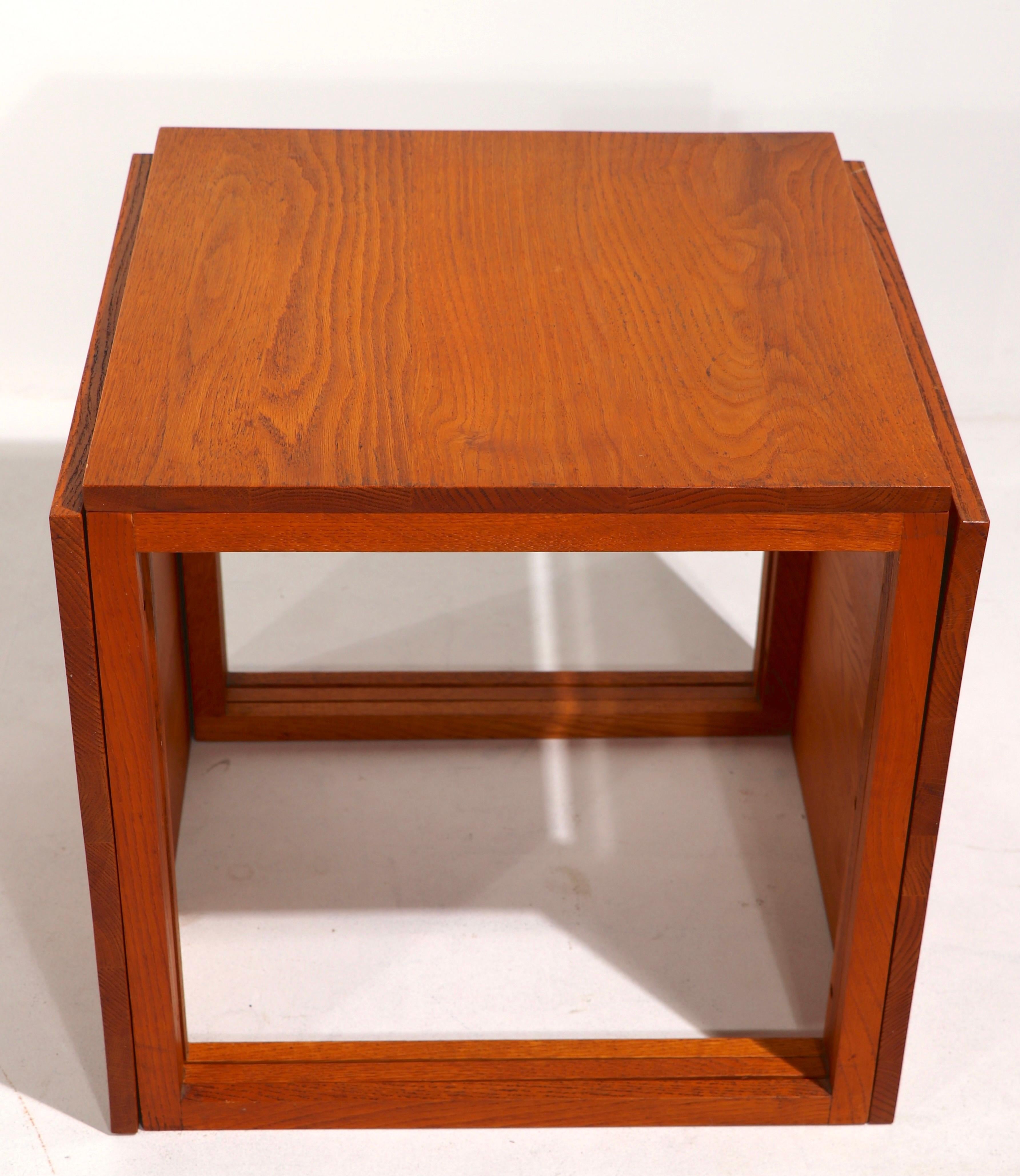 Tables cubiques gigognes en chêne de Kai Kristiansen pour Vildberg Mobelfabrik en vente 5