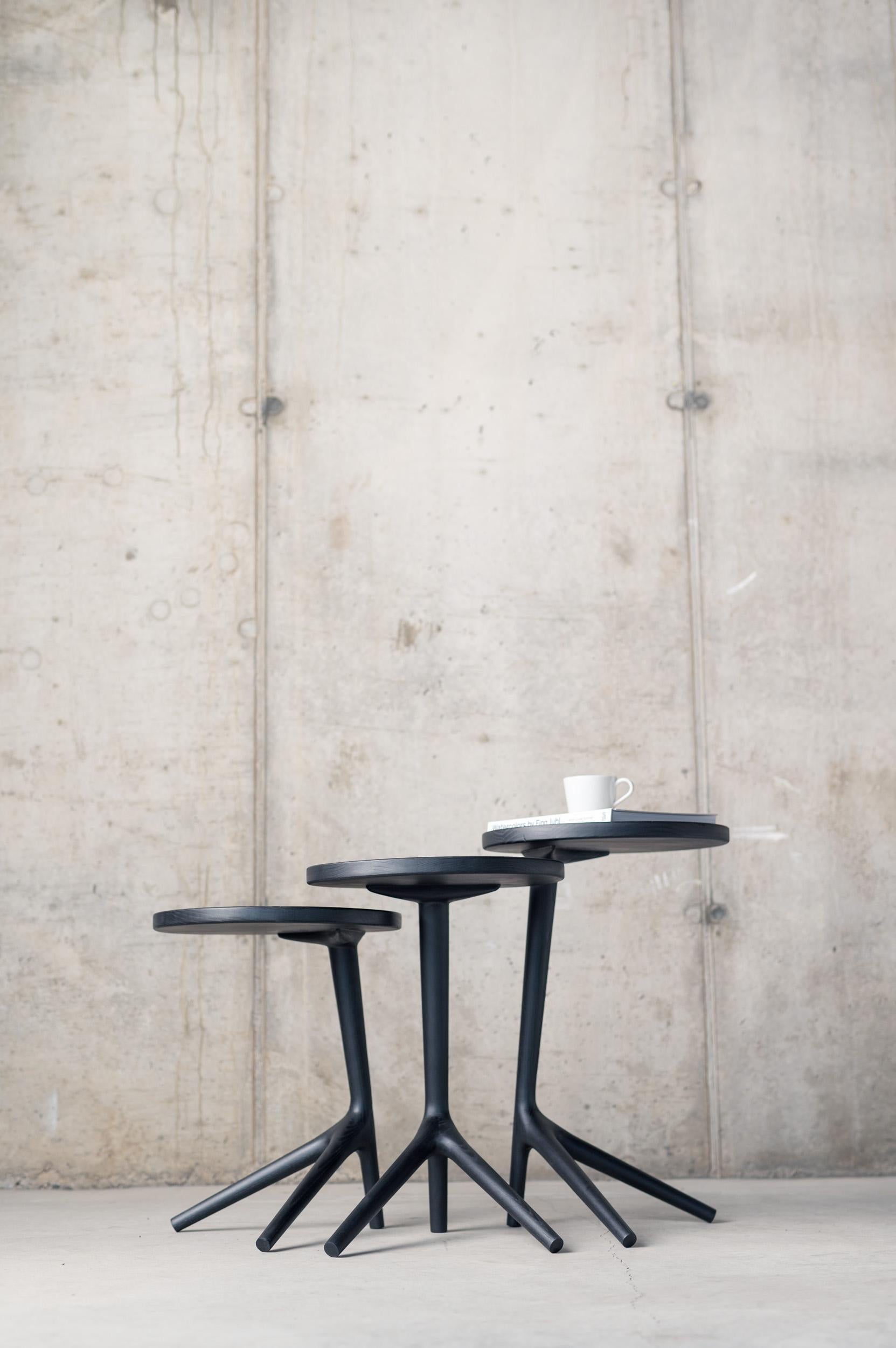 Mid-Century Modern Nesting End Tables in Charcoal Ash handmade by Fernweh Woodworking, Set of Three For Sale