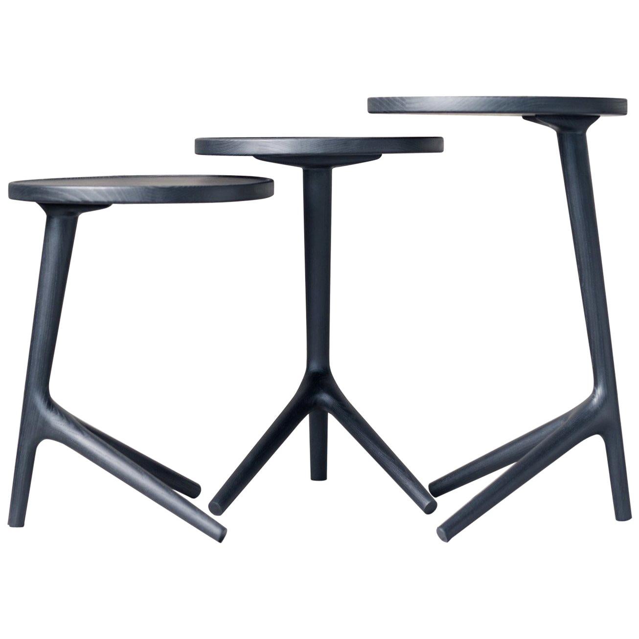 Nesting End Tables in Charcoal Ash handmade by Fernweh Woodworking, Set of Three For Sale