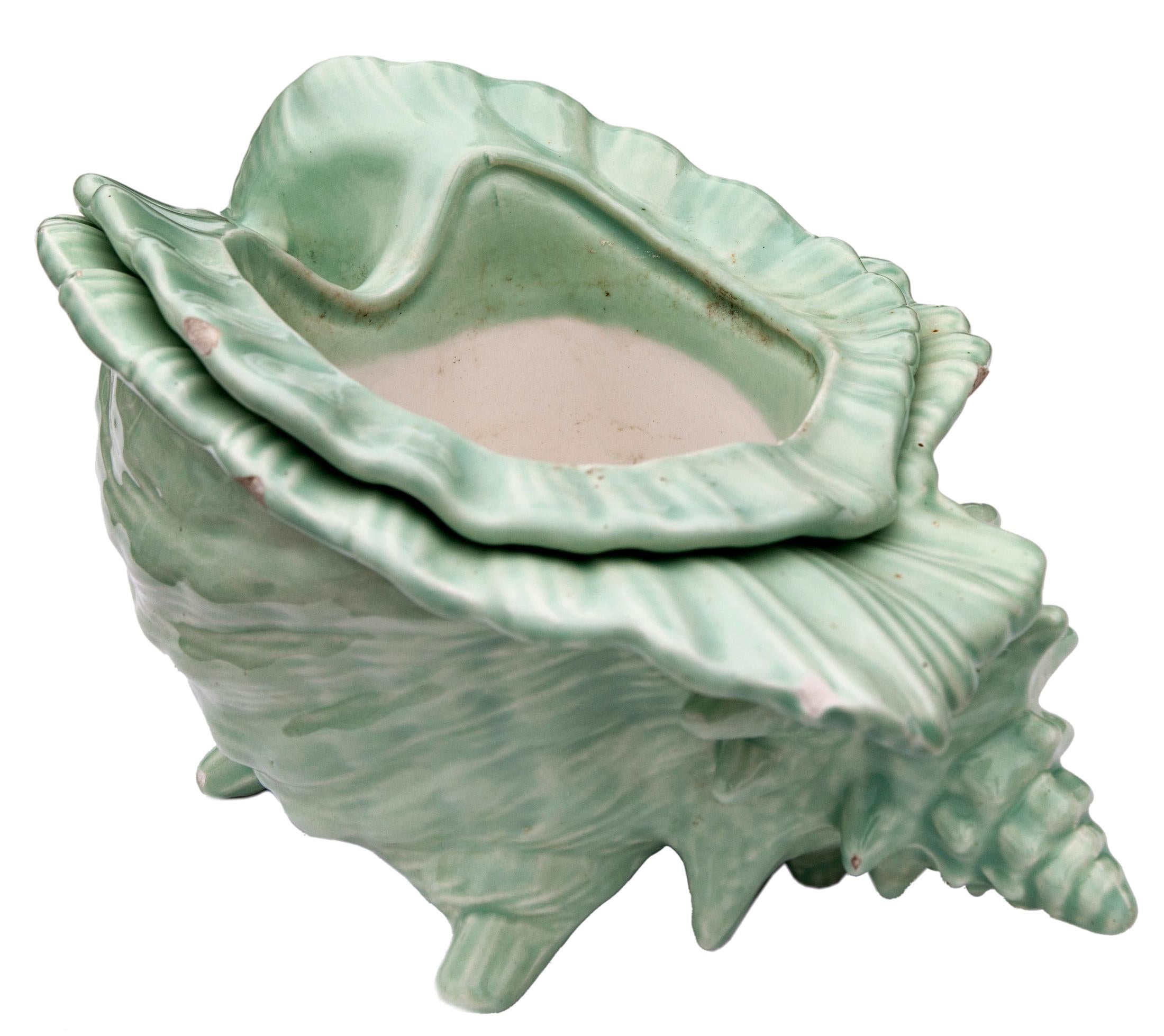 Nesting Green Ceramic Shell Pots For Sale 2