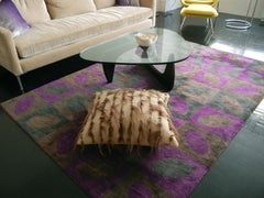 Purple, Black and Brown 'Nesting' Circular Shapes Handmade Wool Modern Rug