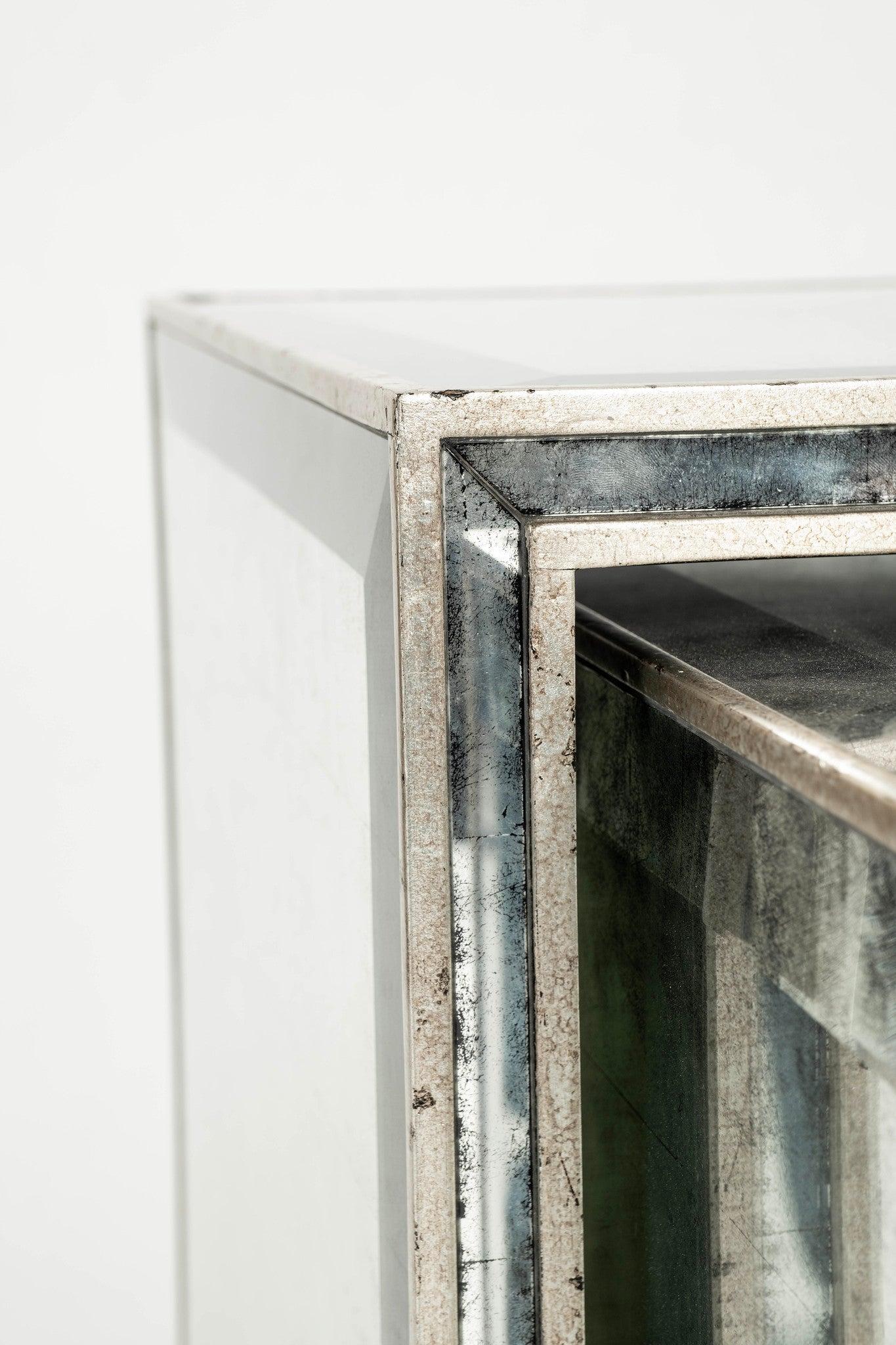 Nesting Mirrored Table Set For Sale 5