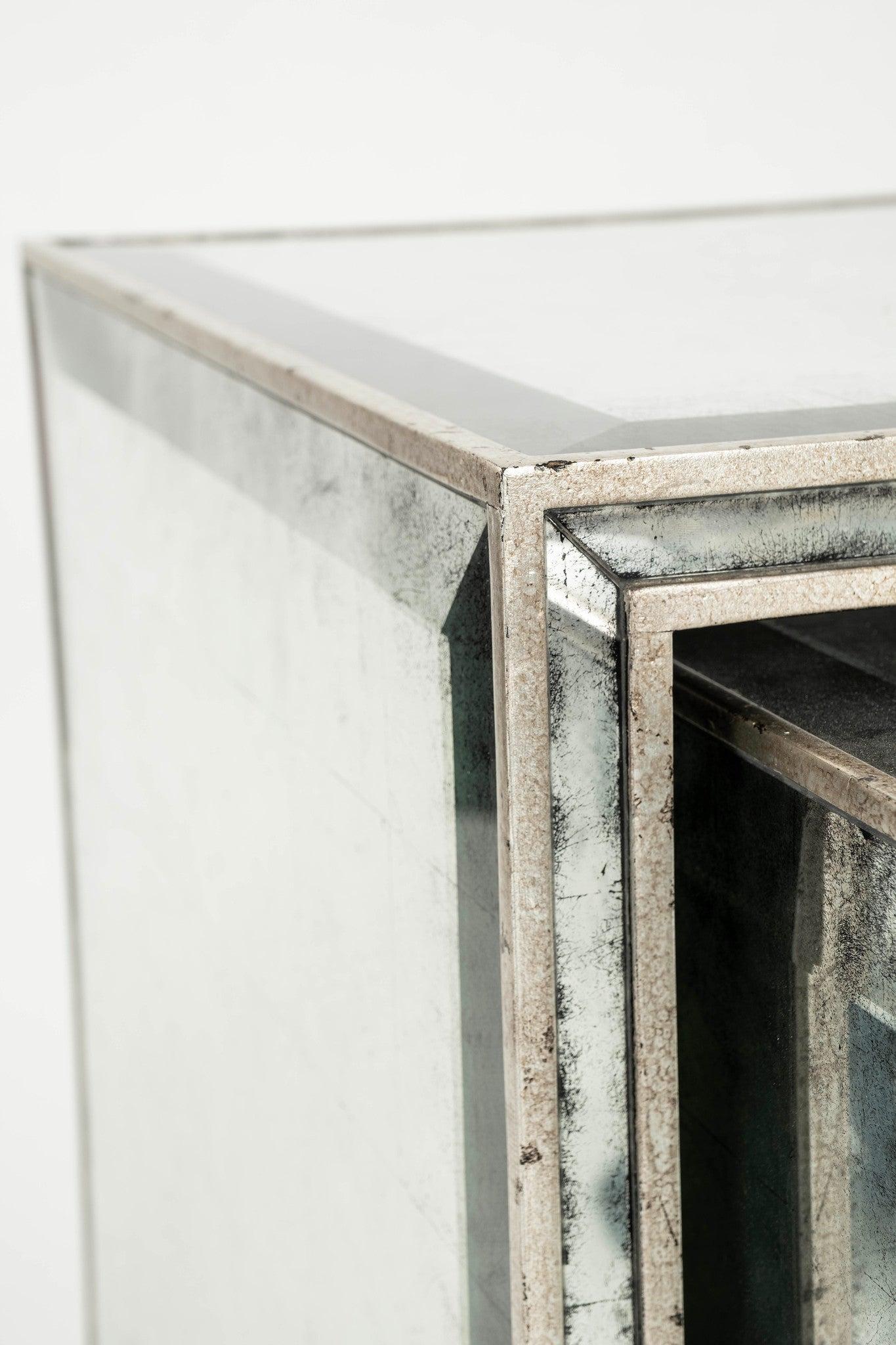 Nesting Mirrored Table Set For Sale 6