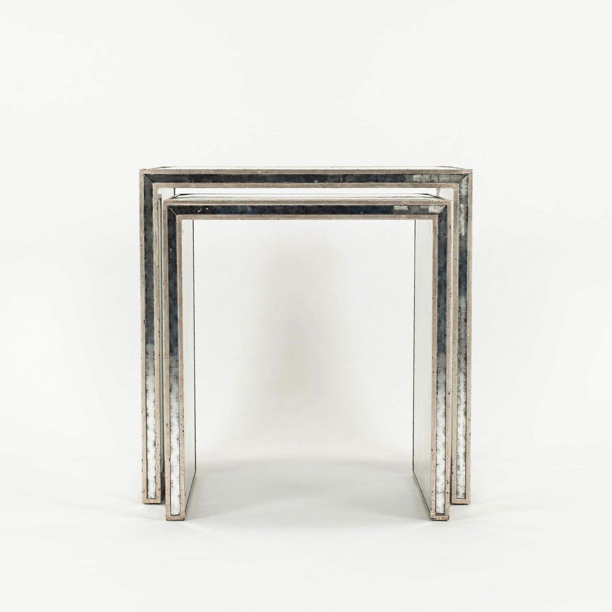 Modern Nesting Mirrored Table Set For Sale