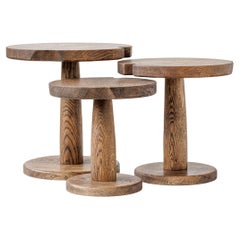 Tables gigognes en Oak, tables basses, design et artisanat danois, style brutaliste Tables gigognes en Oak, tables basses, design et artisanat danois, style brutaliste