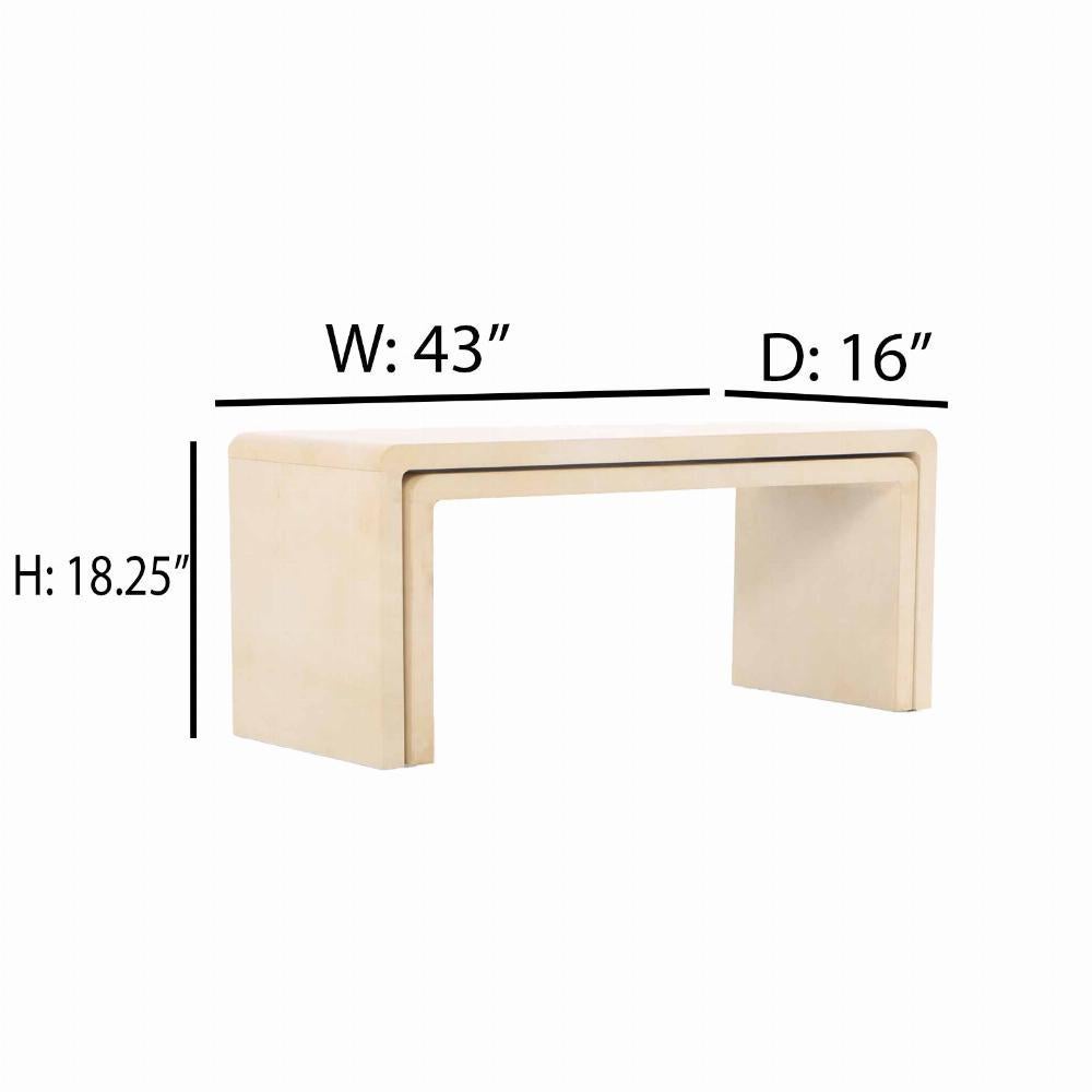 This beautiful and versatile set of two nesting, inverted U shape tables gives you many options in your décor! Use the set as coffee and end tables or as a single eye-catching and sculptural coffee table in a shape that inspires you! They are