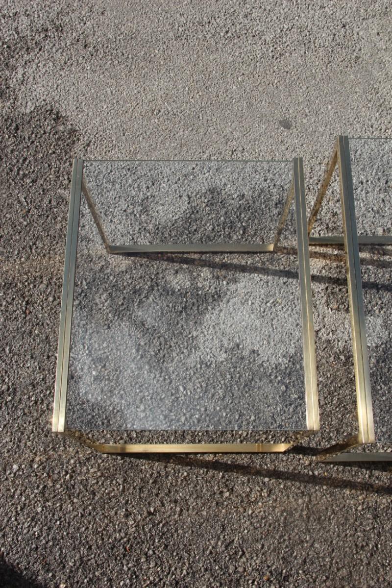Nesting Rectangular Coffee Table Different Sizes Brass and Crystal Gold, 1970s For Sale 4