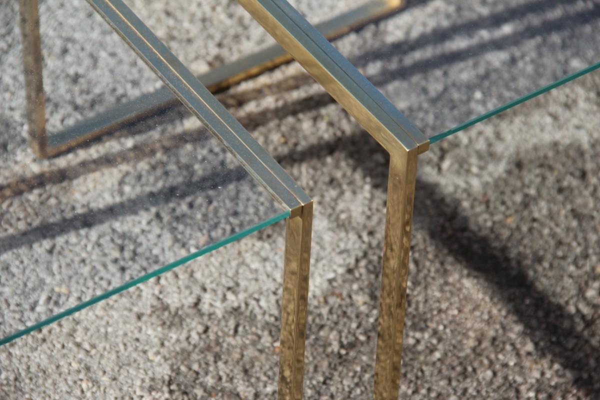 Nesting Rectangular Coffee Table Different Sizes Brass and Crystal Gold, 1970s For Sale 6