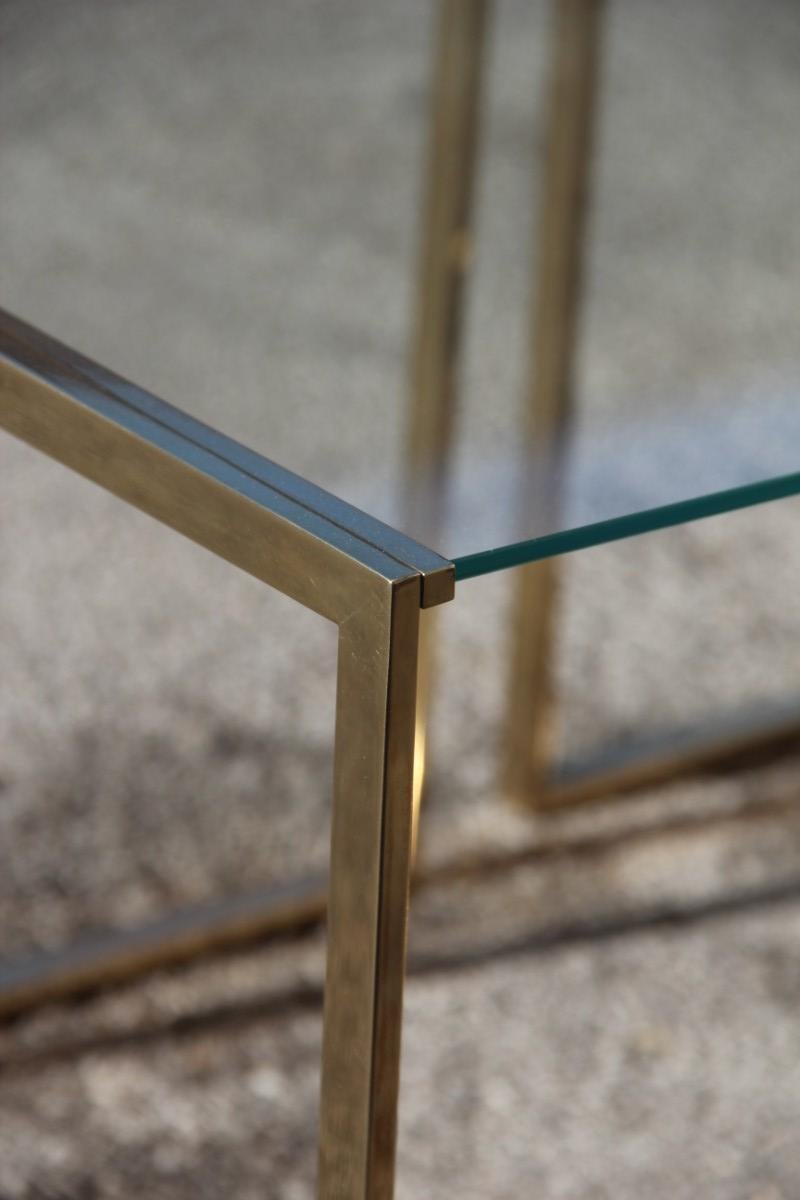 Nesting Rectangular Coffee Table Different Sizes Brass and Crystal Gold, 1970s In Good Condition For Sale In Palermo, Sicily