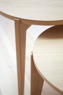 Nesting Round Tripod Side Table in White Oak