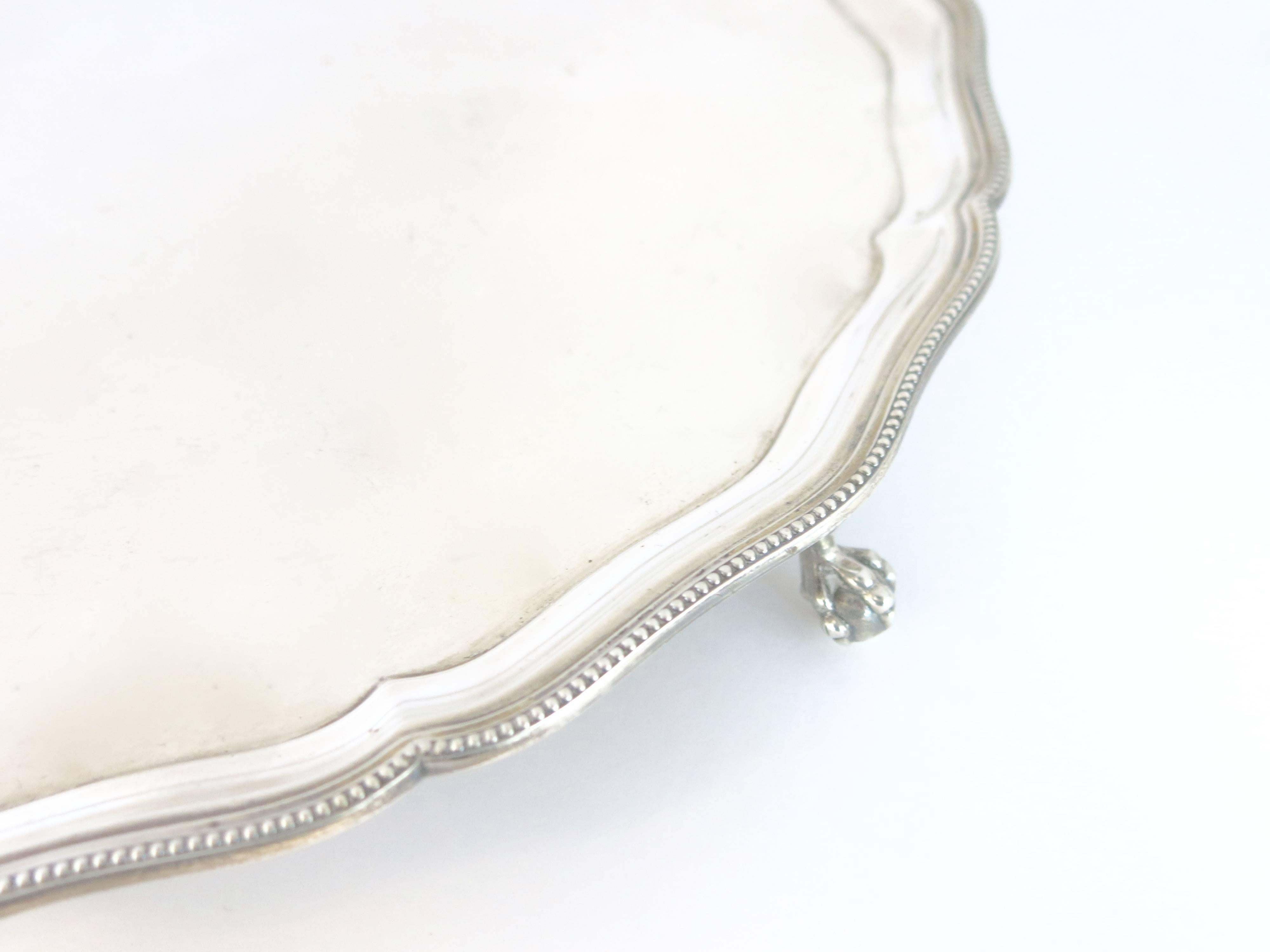 Nesting Set of Three Sterling Silver Footed Round Trays, English Hallmarked For Sale 2