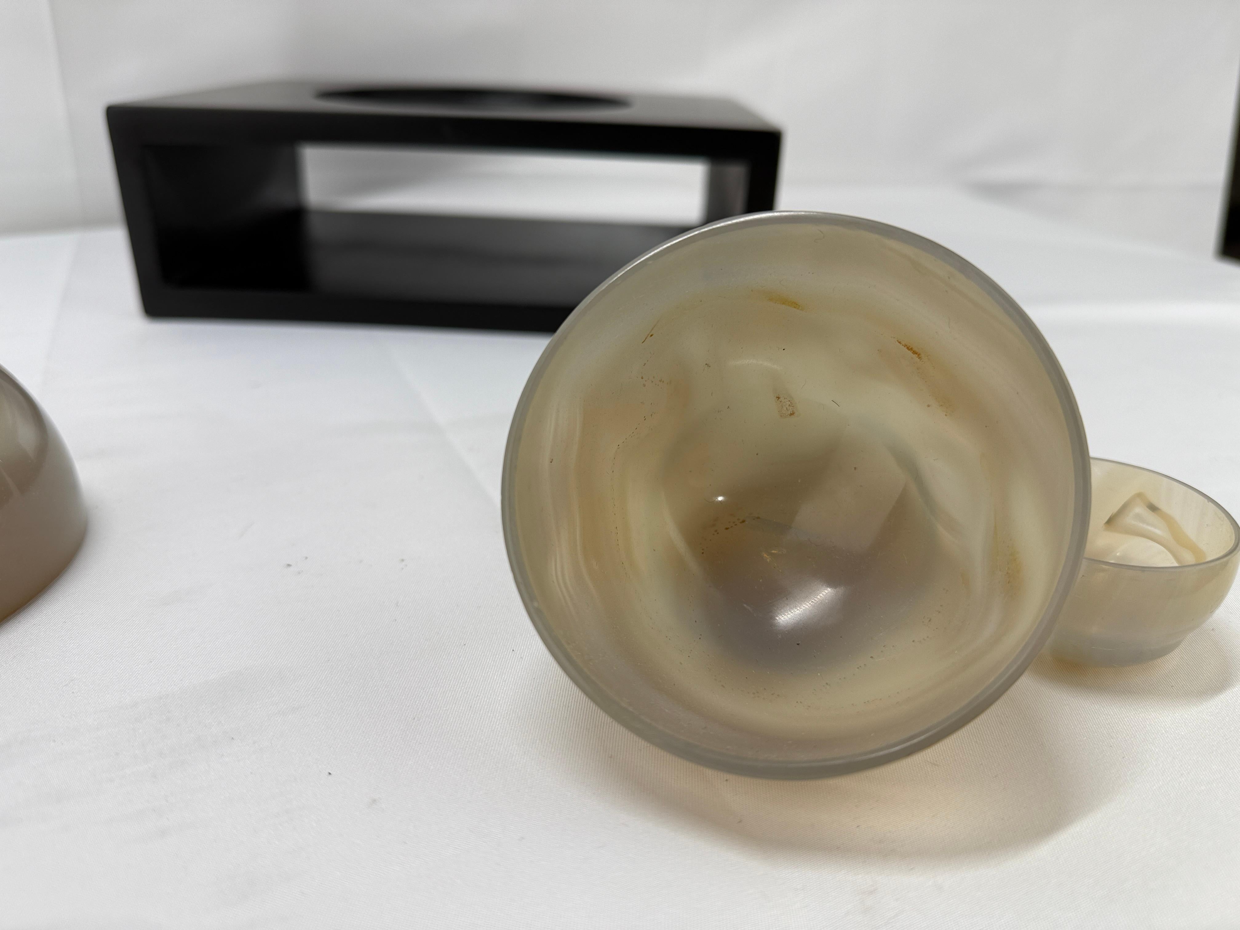 American Nesting Set of 5 Carved Agate Bowls & Display - Artisan Signed For Sale