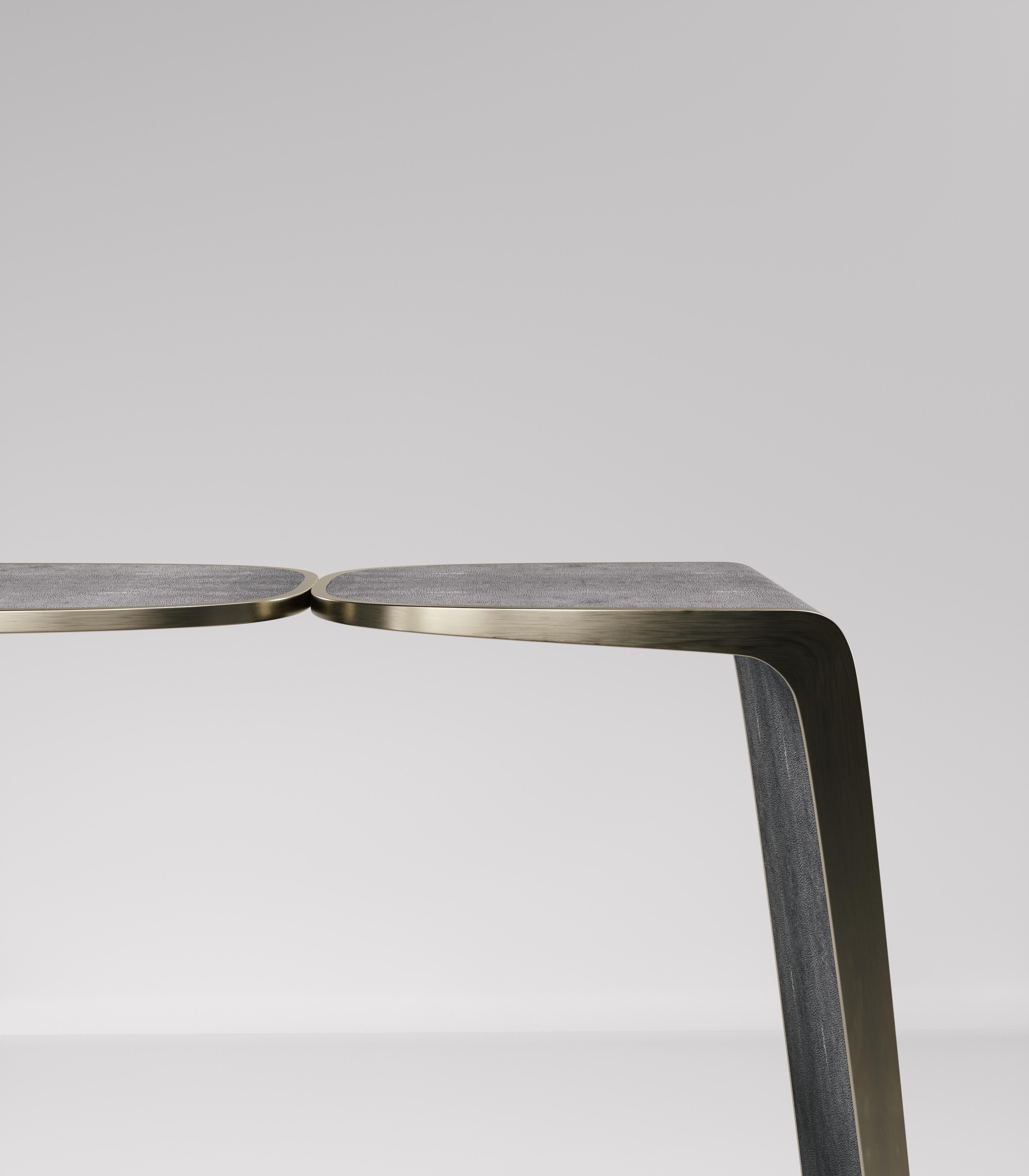 Shagreen Console with Bronze Patina Brass Details by Kifu Paris For Sale 4