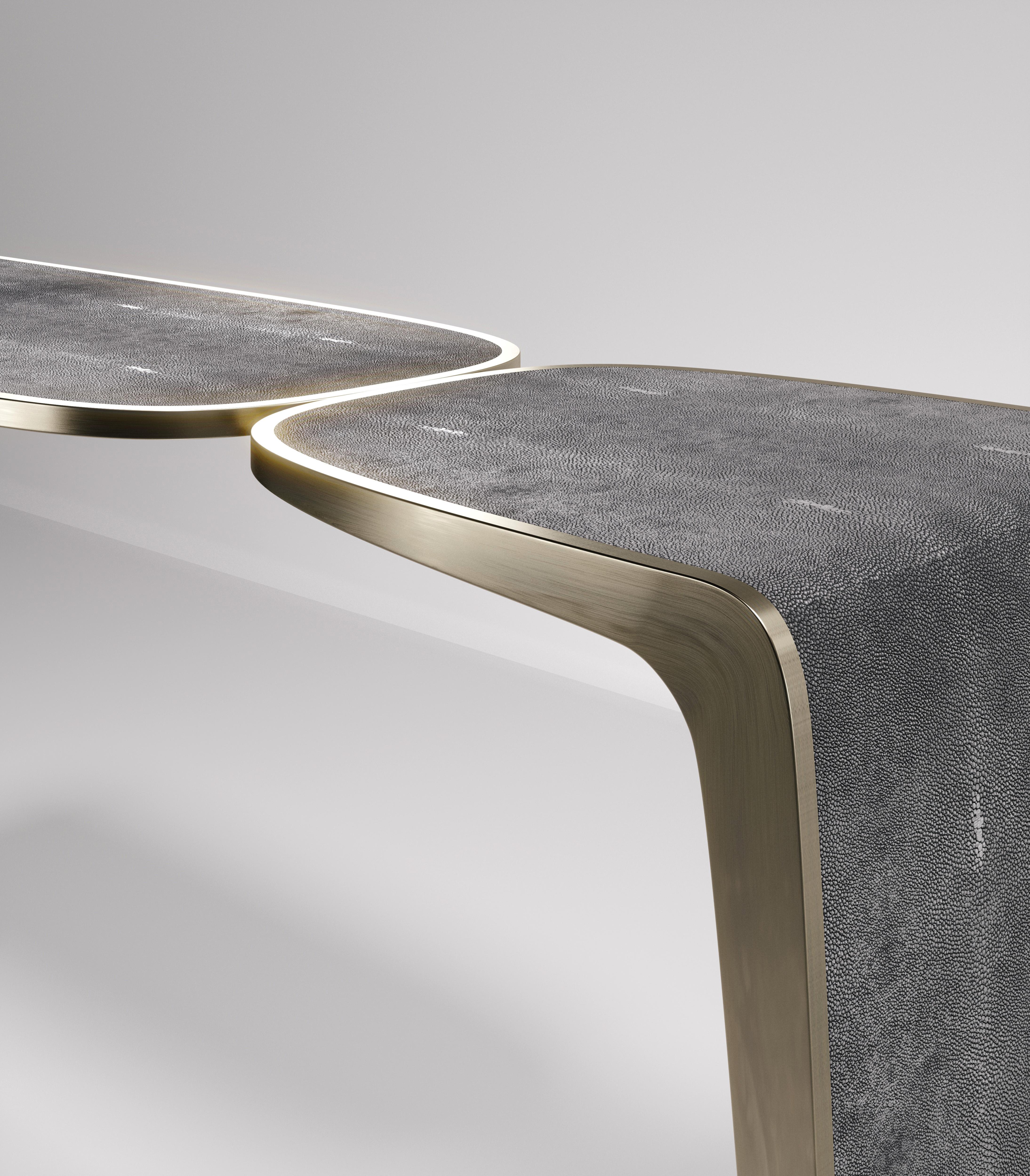 Shagreen Console with Bronze Patina Brass Details by Kifu Paris For Sale 5