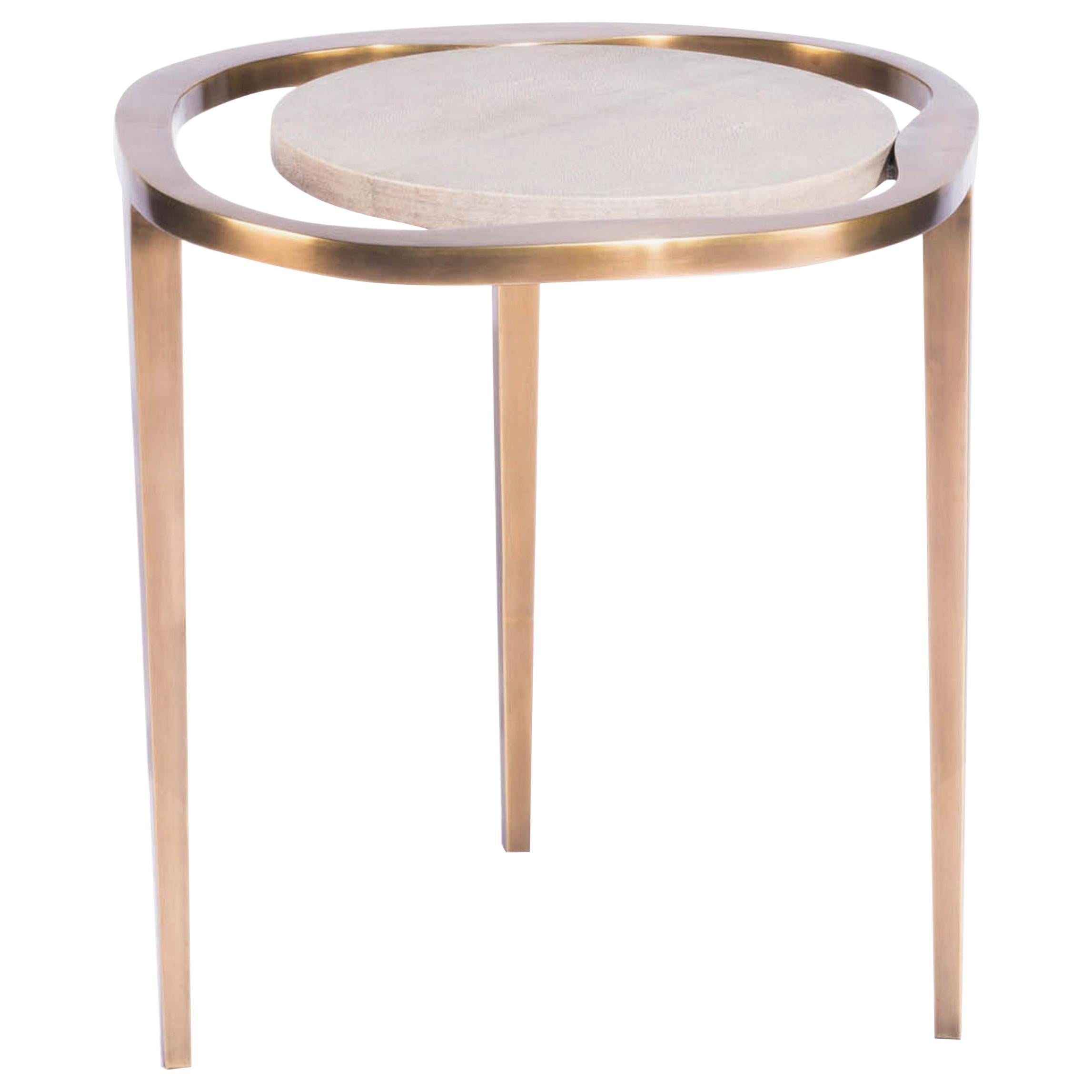 Nesting Side Table "Lily M" in Shagreen and Bronze Patina Brass by R&Y Augousti For Sale