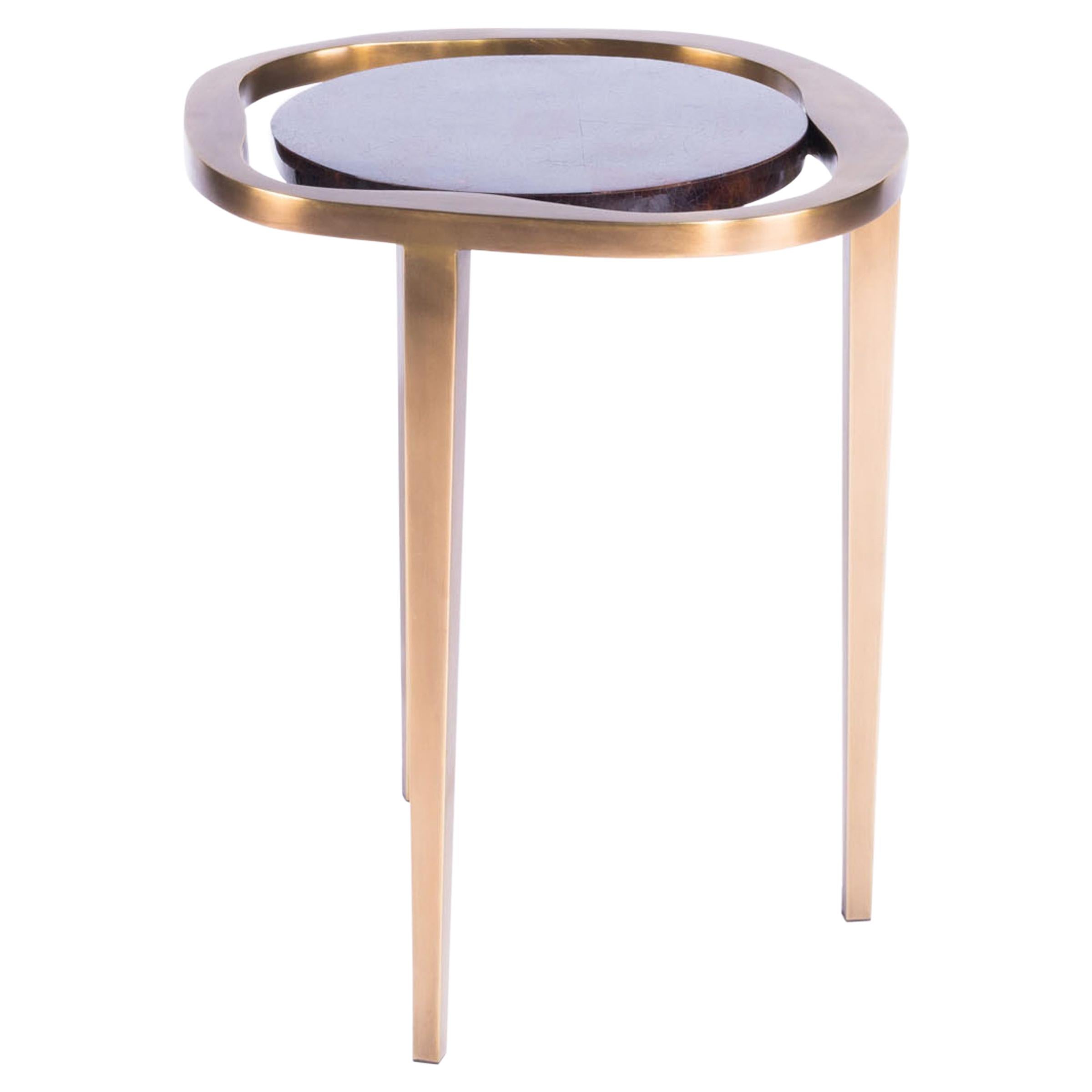 Nesting Side Table Lily S in Black Shell and Bronze Patina Brass by R&Y Augousti