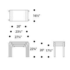 Nesting table 88 by Alvar Aalto for Artek