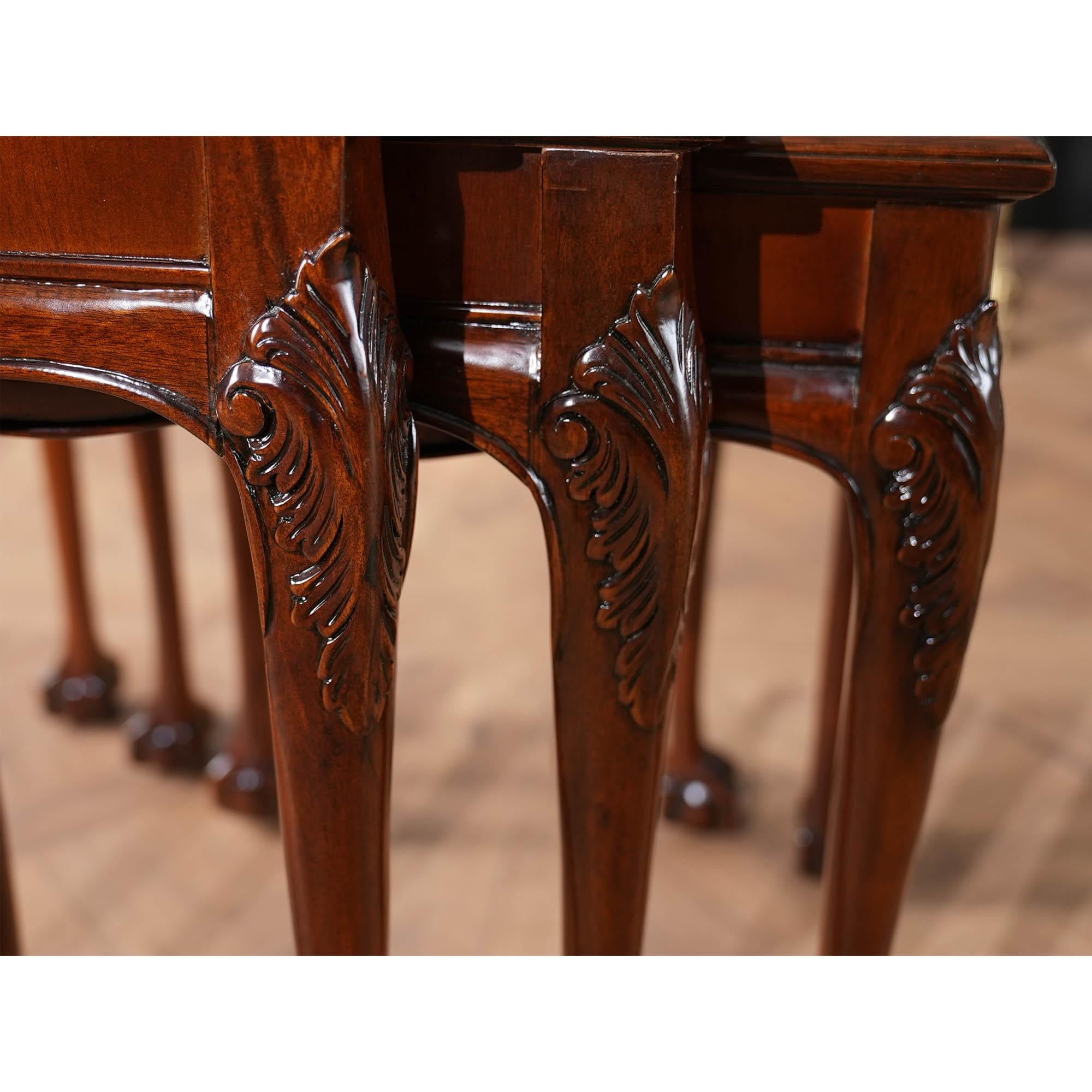 Hand-Carved Nesting Table For Sale