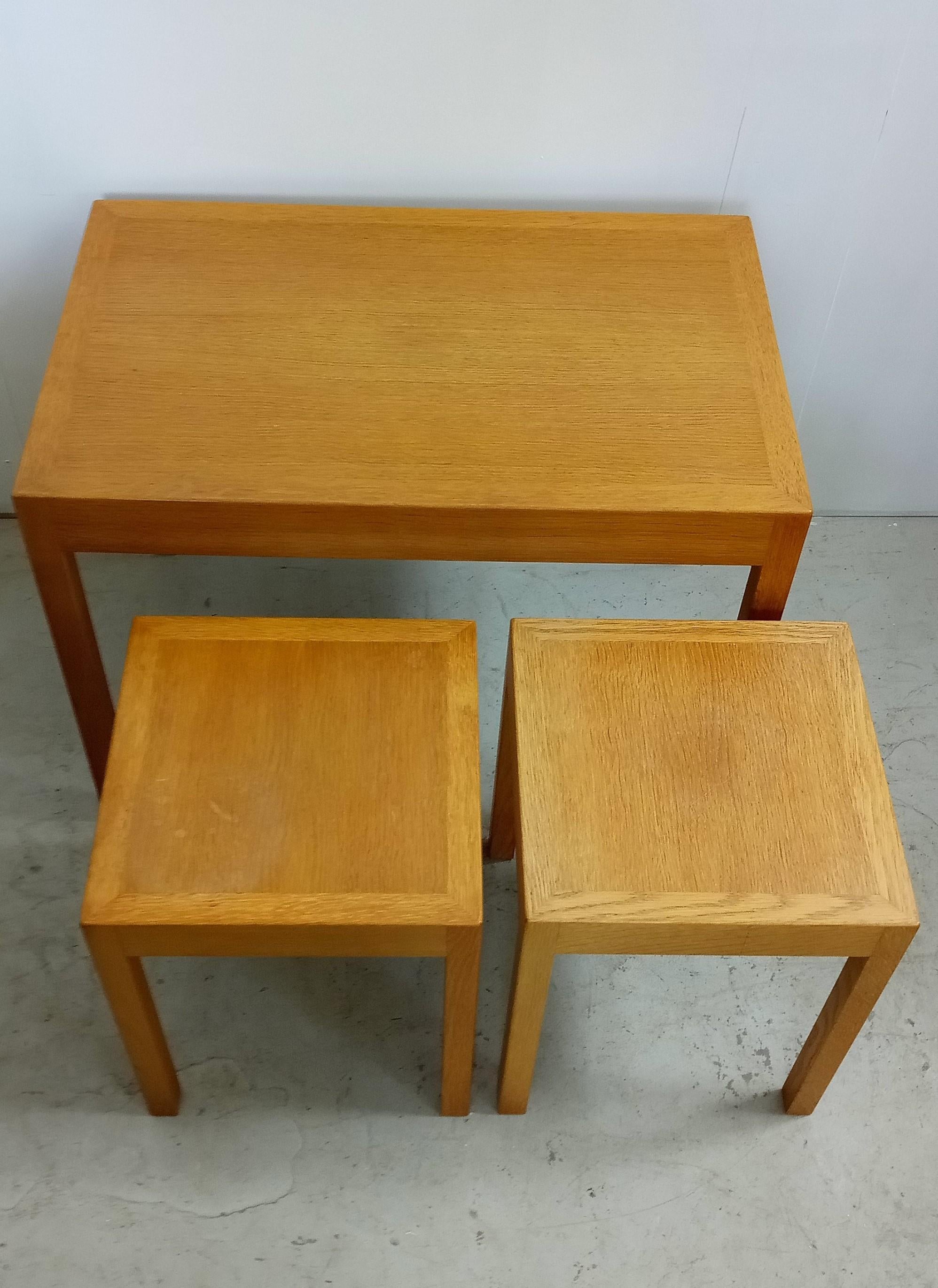 Rare Nesting tables by Hans Wegner for Andreas Tuck in oak in god used condition. 