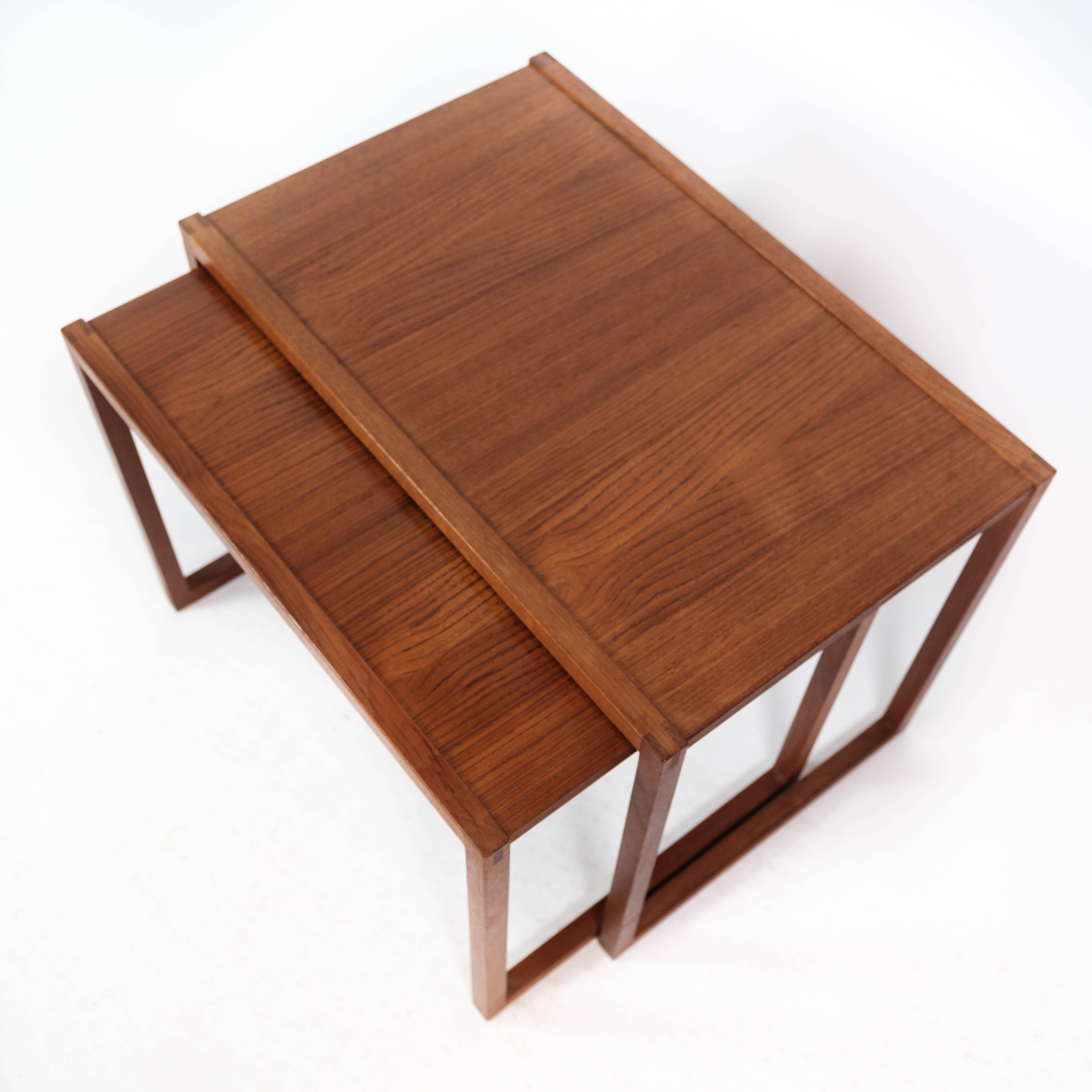 Mid-20th Century Nesting Table in Teak of Danish Design from the 1960s For Sale