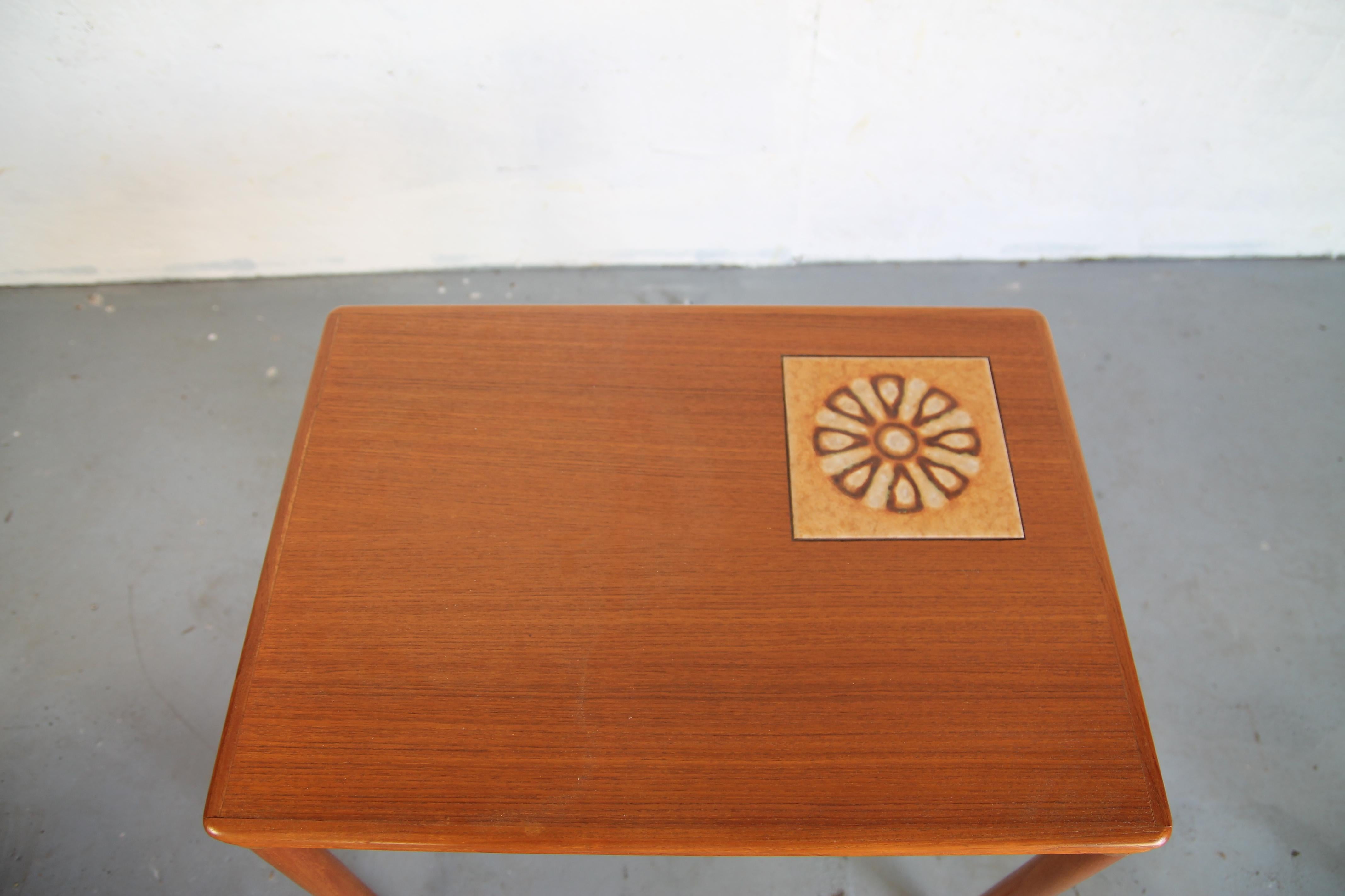 Late 20th Century Nesting Table with Tile Inset on Top Table For Sale
