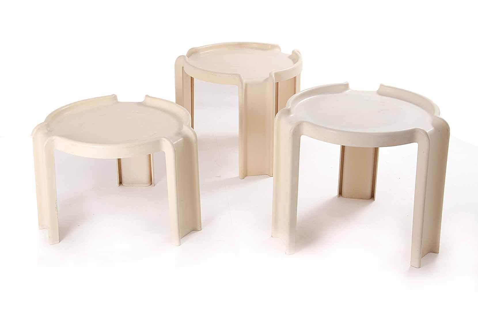 Mid-20th Century Nesting Tables by Giotto Stoppino for Kartell, Italy 1960, in White Color