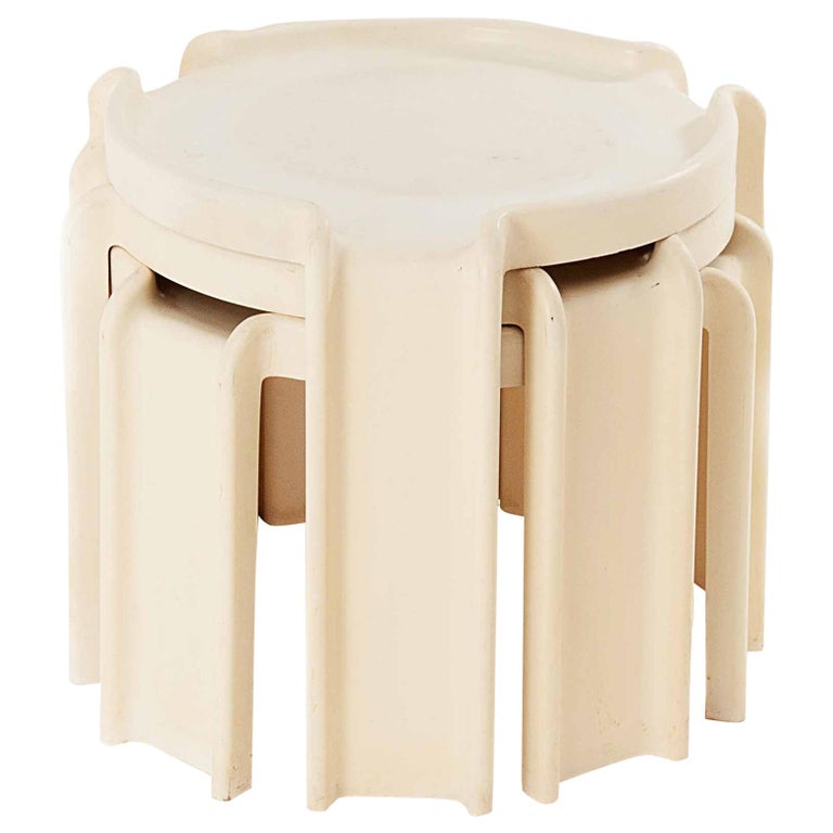 Nesting Tables By Giotto Stoppino For Kartell Italy 1960 In White Color At 1stdibs