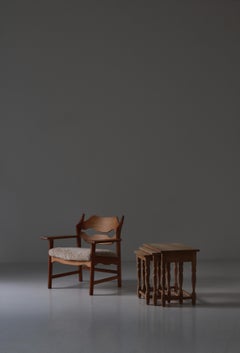 Nesting Tables by Henning Kjærnulf in Solid Quartersawn Oakwood, Denmark, 1960s