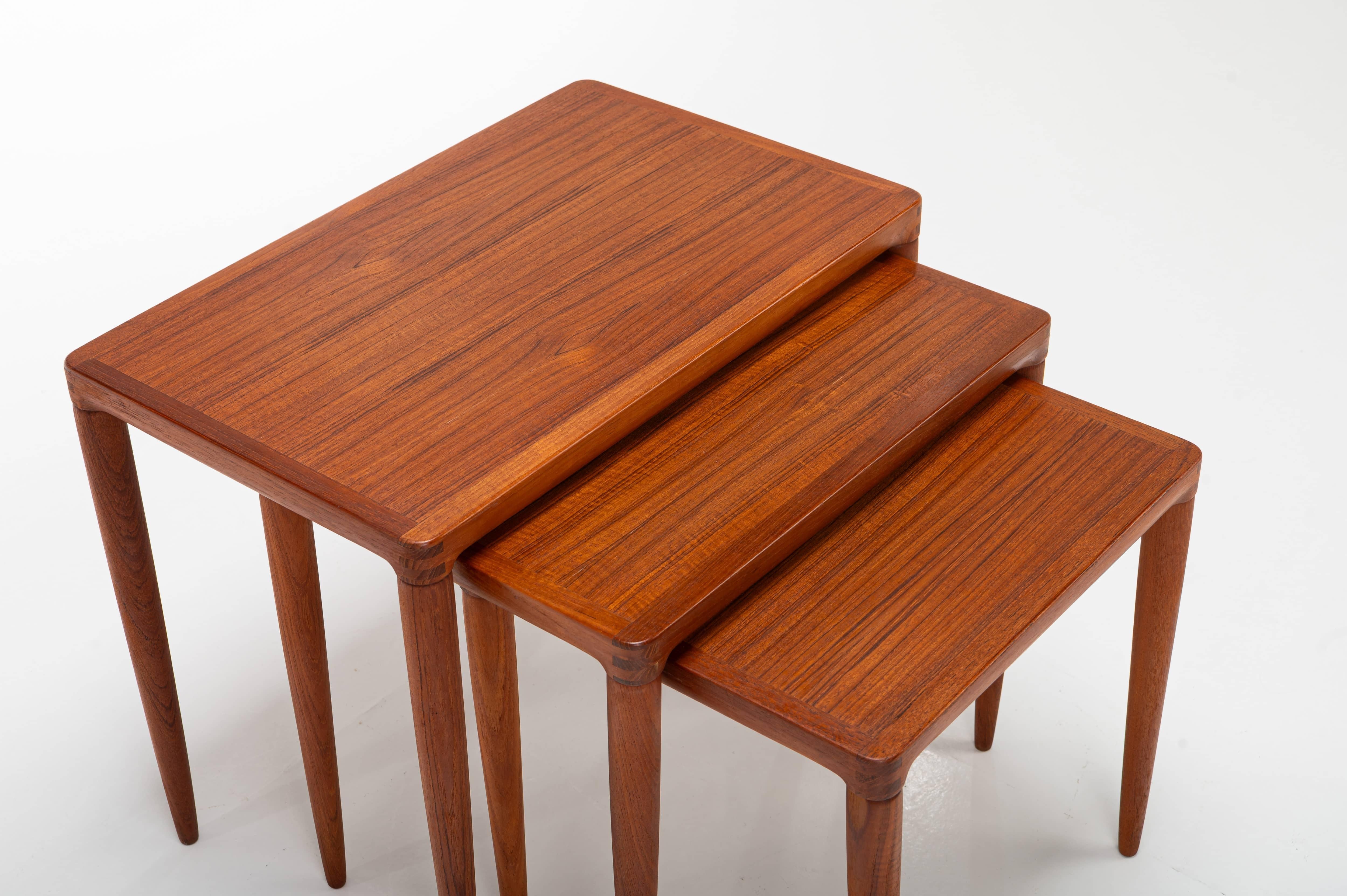Teak Nesting tables by H.W. Klein for Bramin, Denmark 1960s For Sale