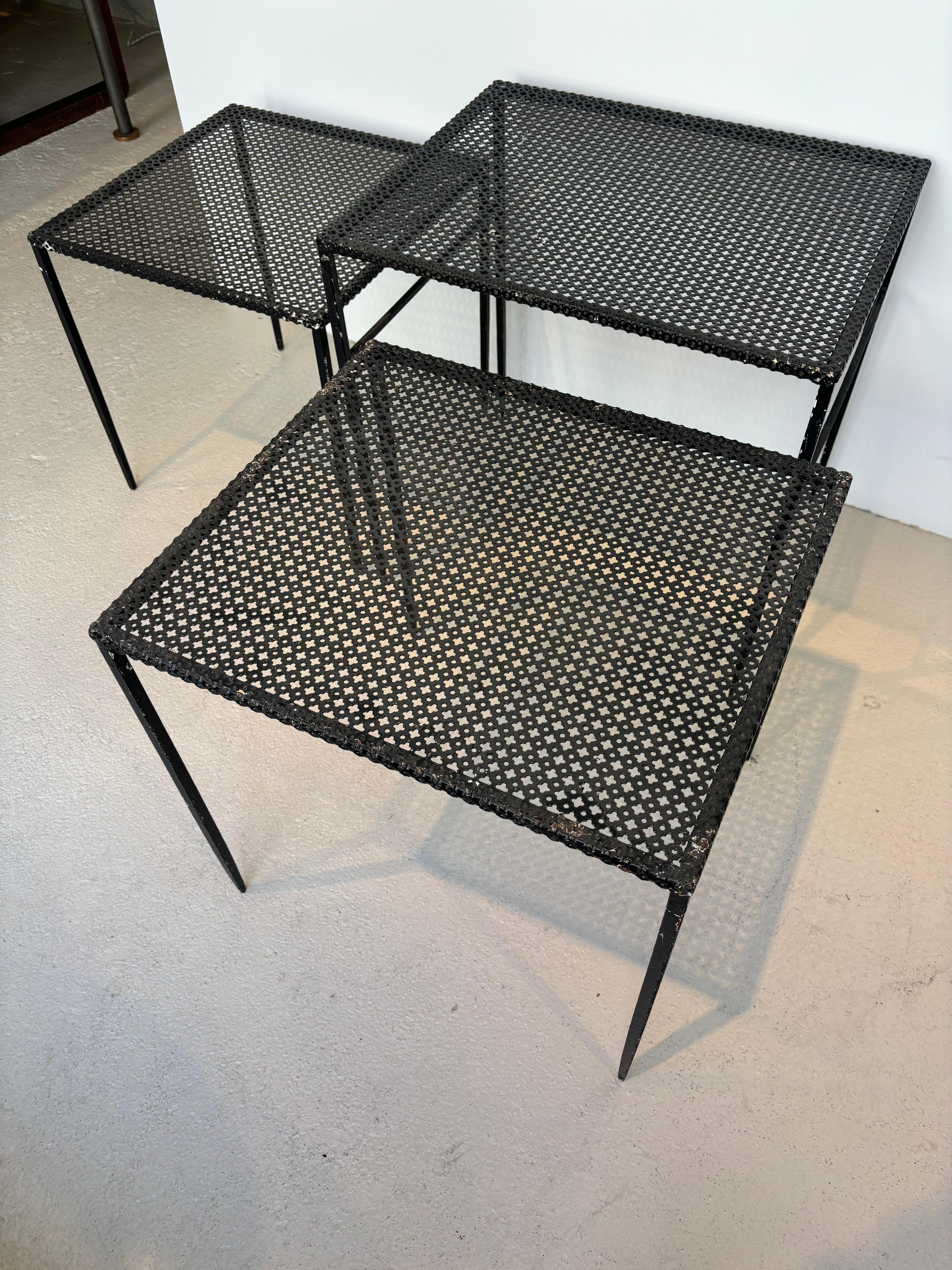 Nesting tables by Mathieu Matégot For Sale 7
