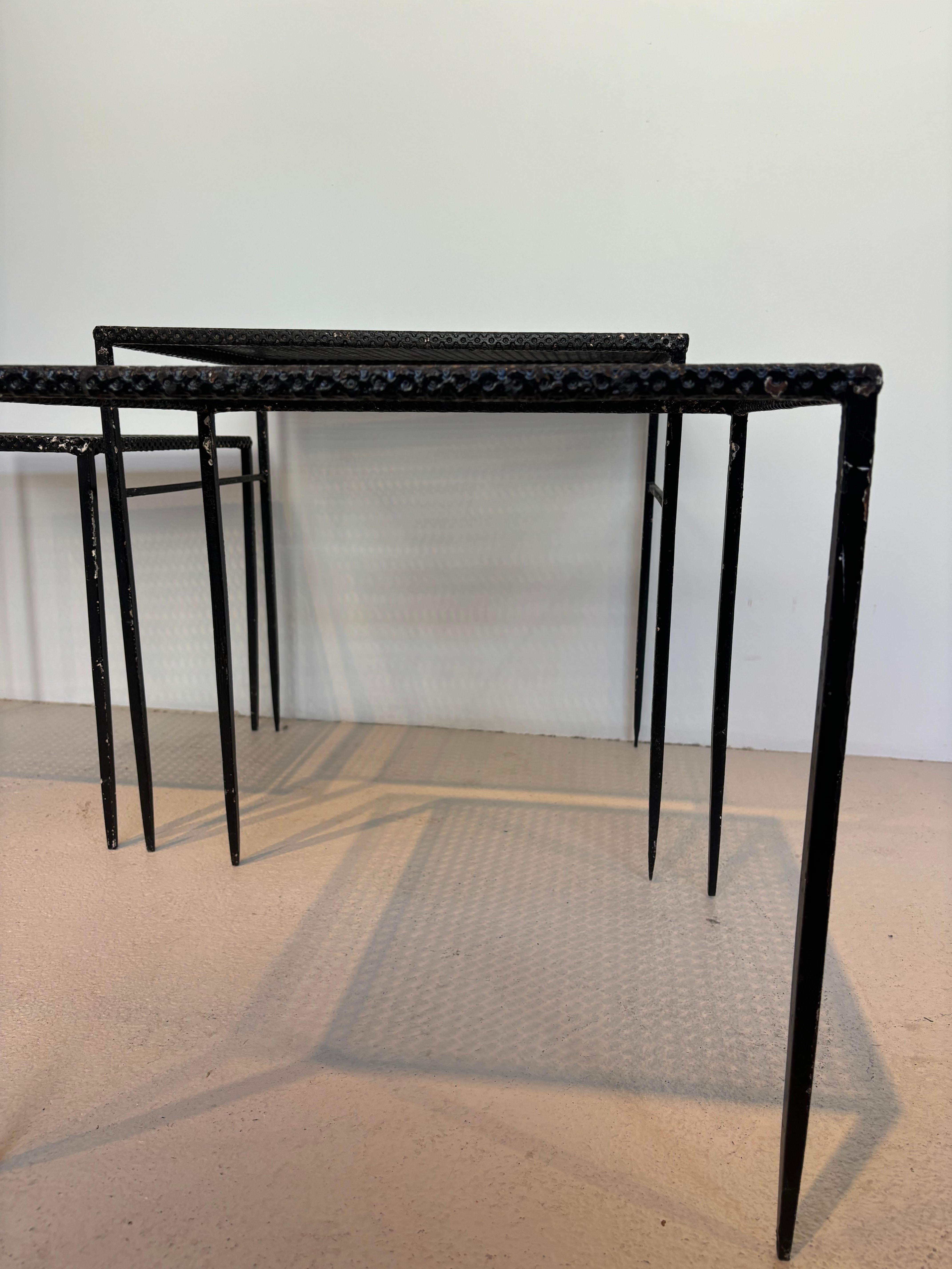 Nesting tables by Mathieu Matégot For Sale 8