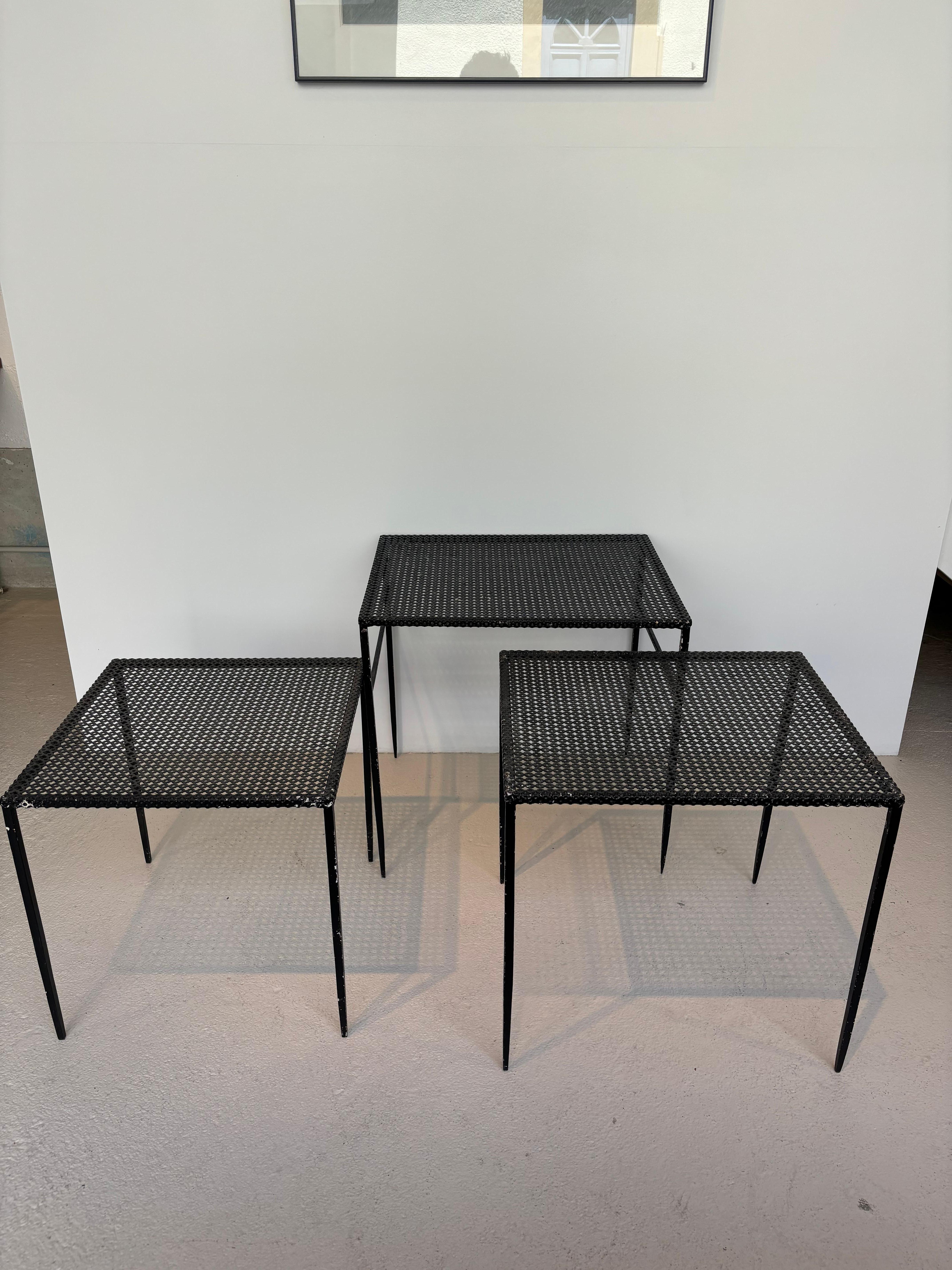 French Nesting tables by Mathieu Matégot For Sale