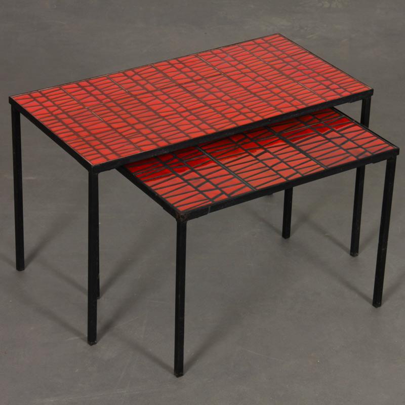 French Nesting tables by Roger Capron, 1960s For Sale