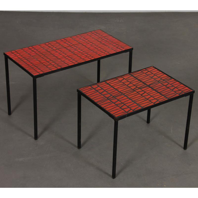 Metal Nesting tables by Roger Capron, 1960s For Sale