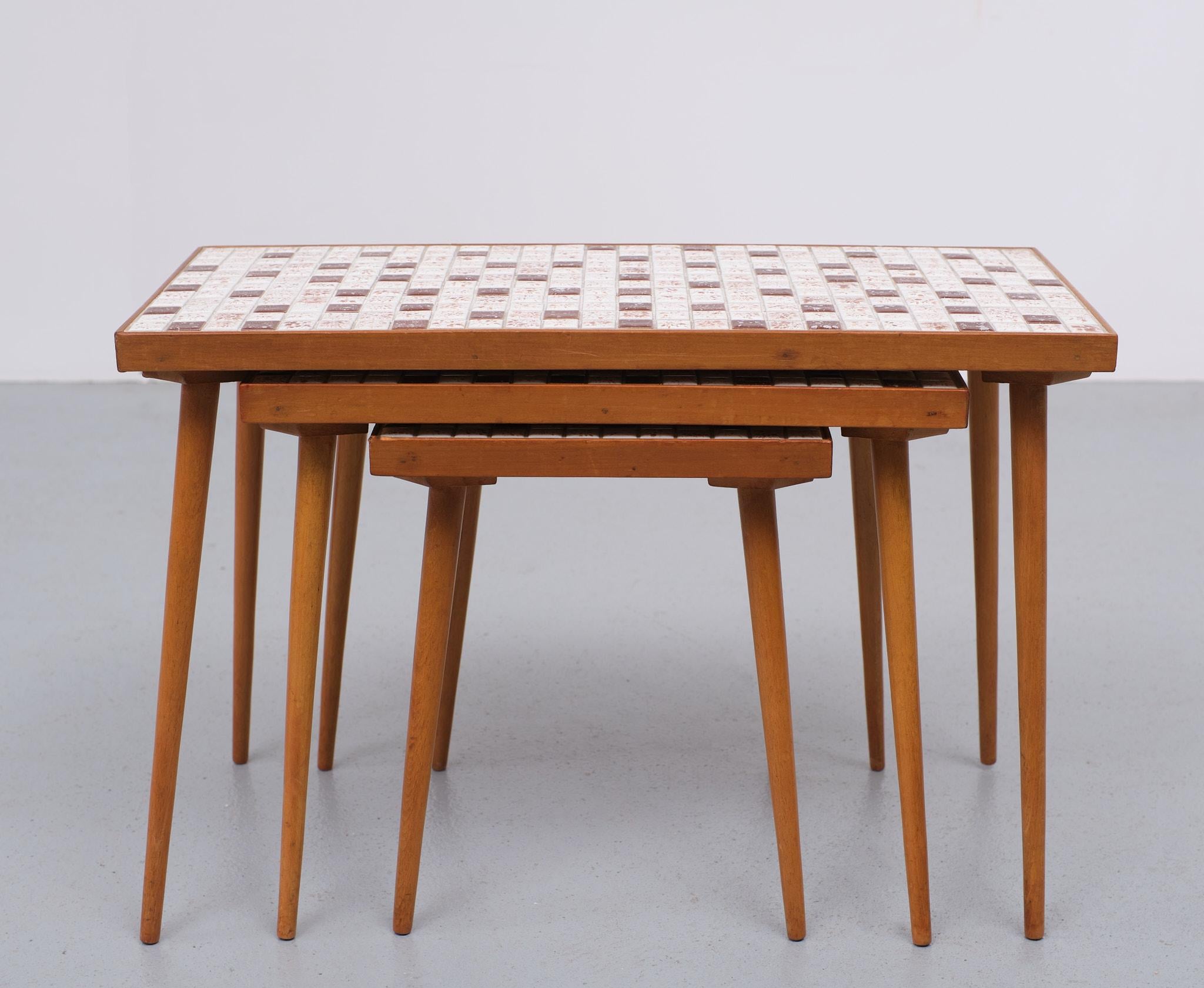 Mid-Century Modern Nesting Tables Ceramic Mosaic Tiles. 1960s Holland For Sale