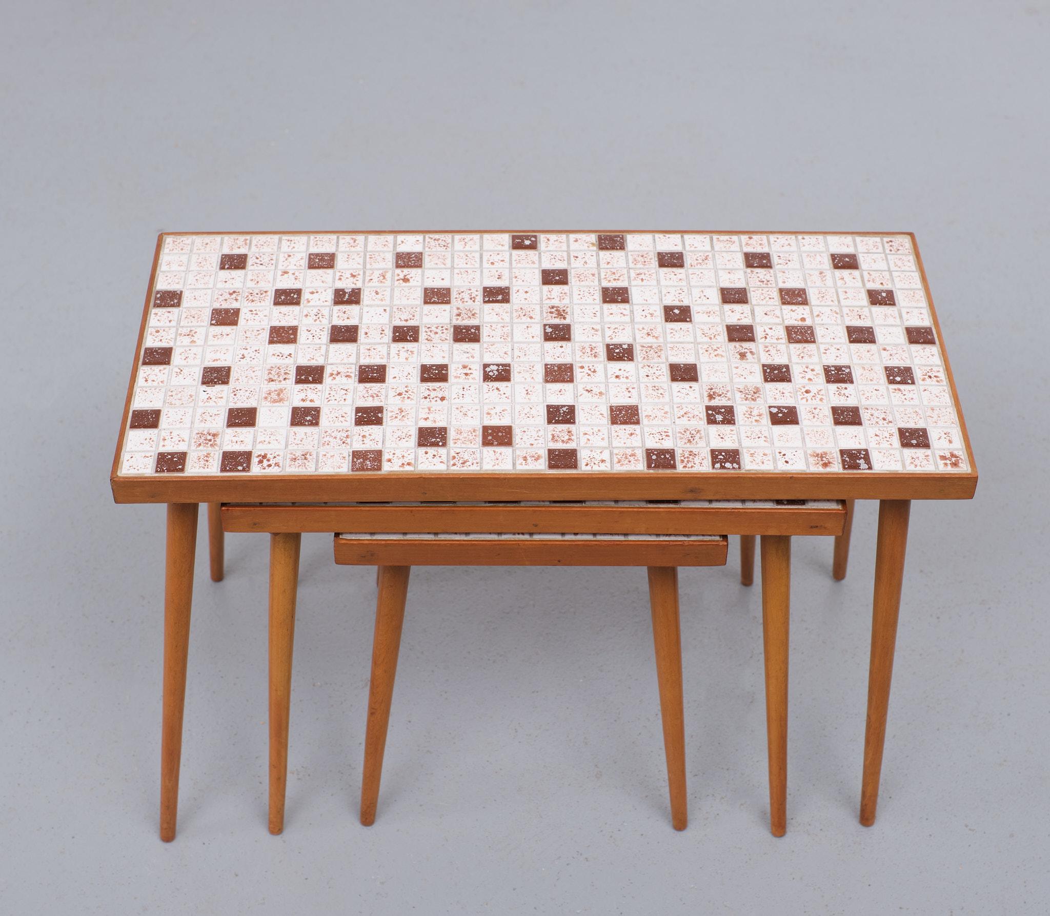 Dutch Nesting Tables Ceramic Mosaic Tiles. 1960s Holland For Sale