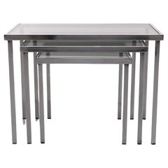 Mesas nido Marco cromado Cristal ahumado Años 70