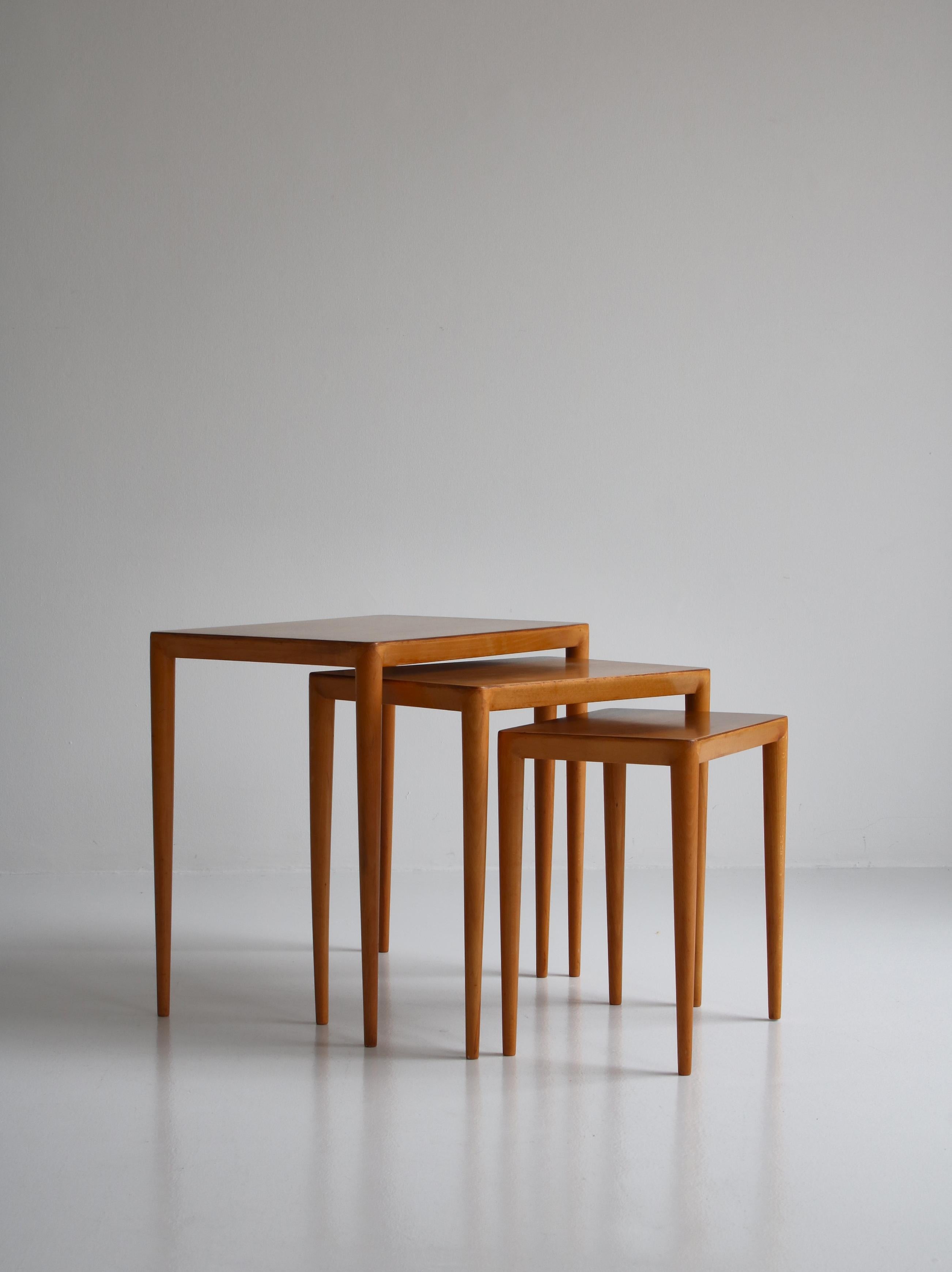 Nesting Tables in Birch by Severin Hansen Jr. for Haslev Møbelfabrik, Denmark For Sale 2