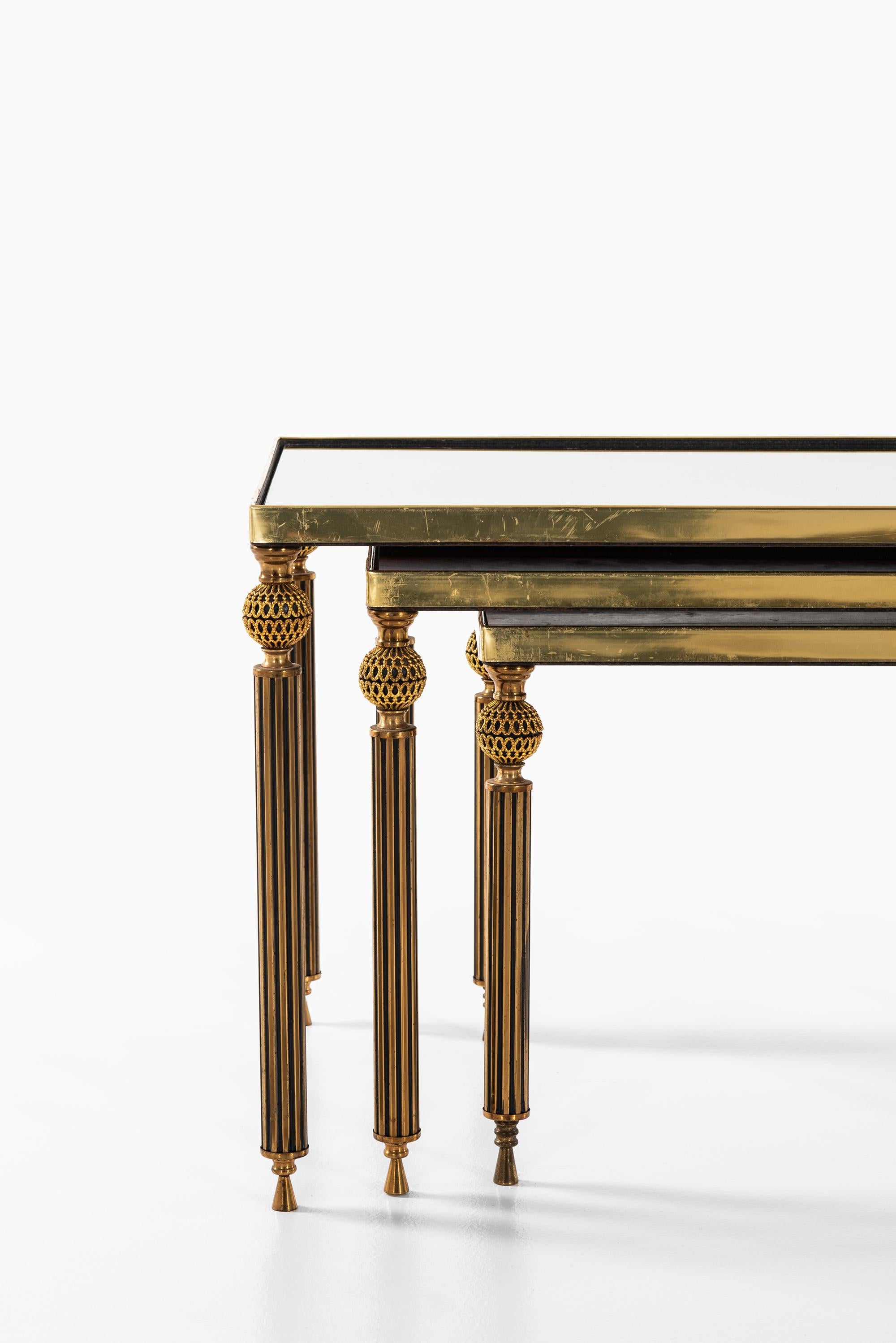 Italian Nesting Tables in Brass and Glass Probably Produced in Italy For Sale