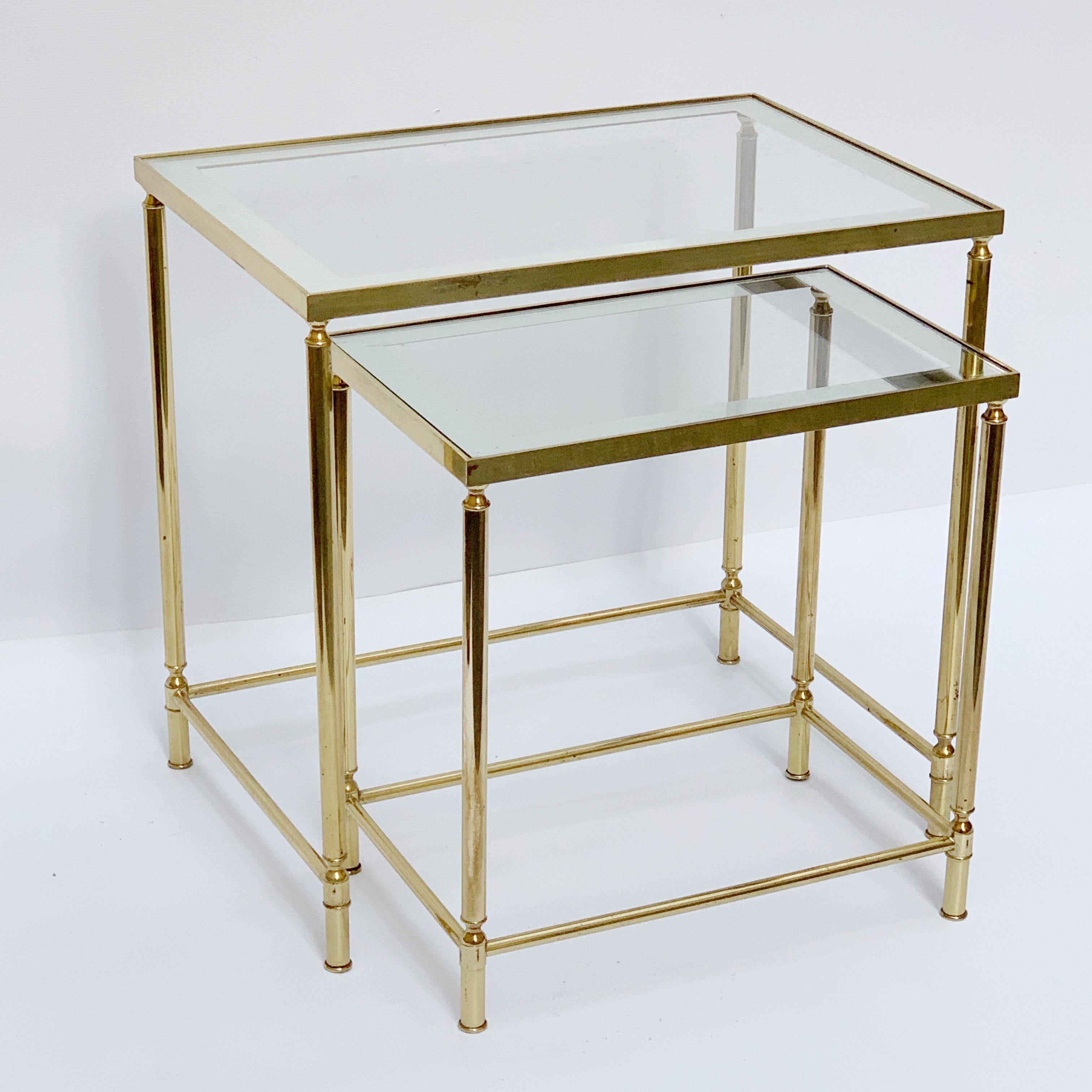 Nesting Tables in Brass and Mirrored Glass by Maison Jansen, France, 1970s 6