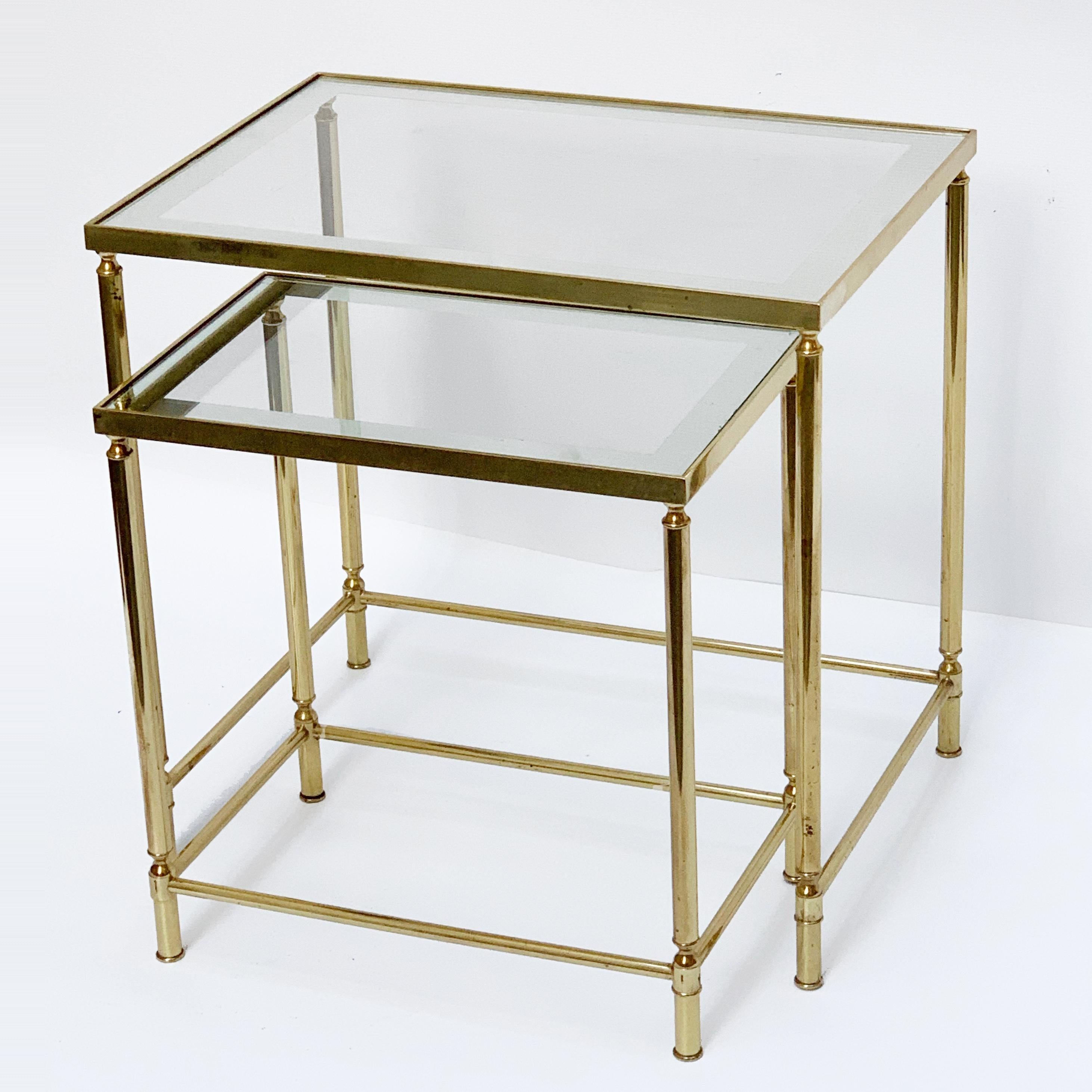 Nesting Tables in Brass and Mirrored Glass by Maison Jansen, France, 1970s 7