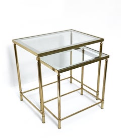 Nesting Tables in Brass and Mirrored Glass by Maison Jansen, France, 1970s