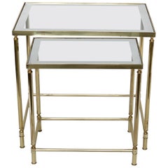 Nesting Tables in Brass and Mirrored Glass by Maison Jansen, France, 1970s