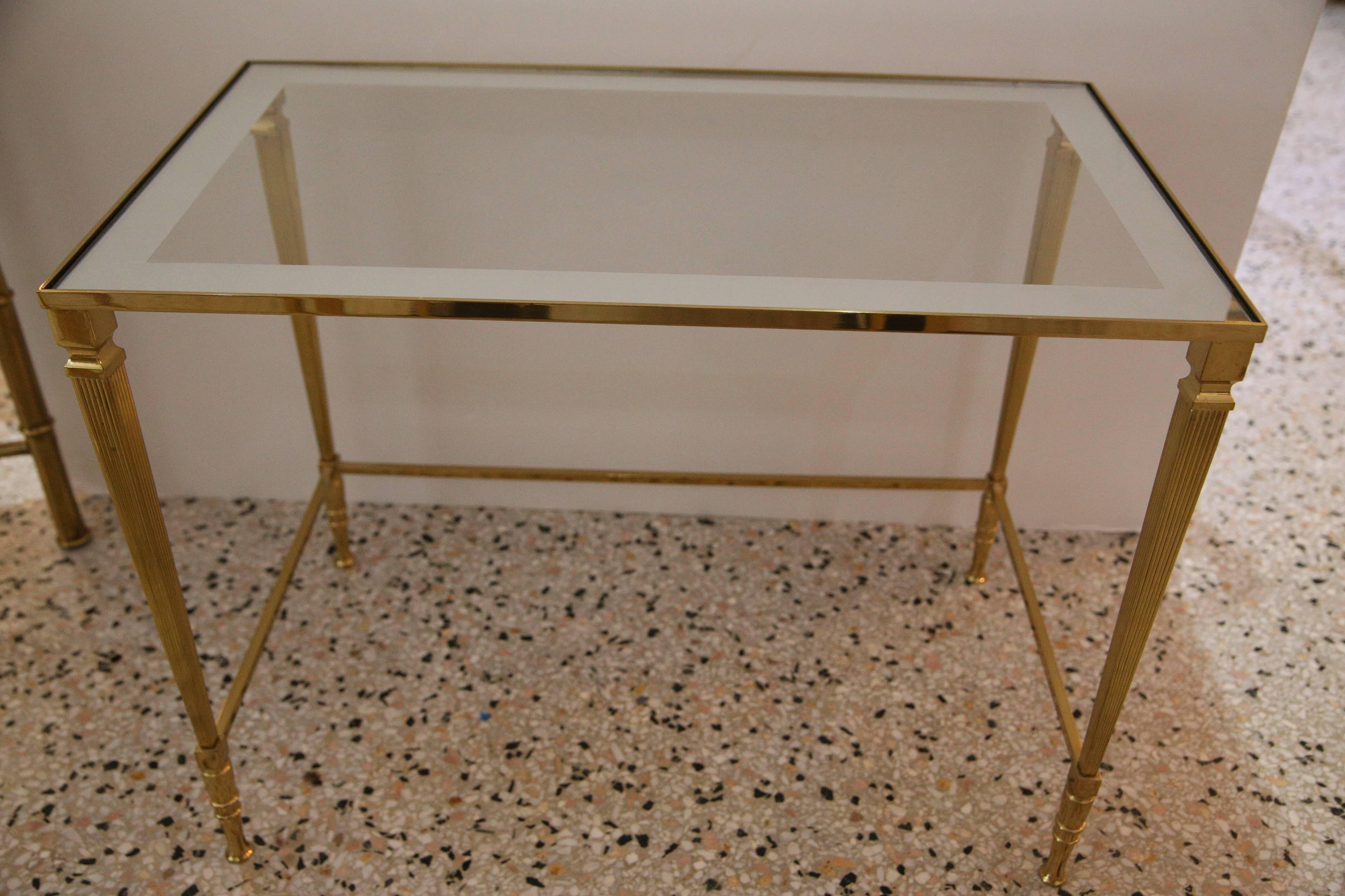  Nesting Tables in Brass, Glass and Mirror In Good Condition In West Palm Beach, FL