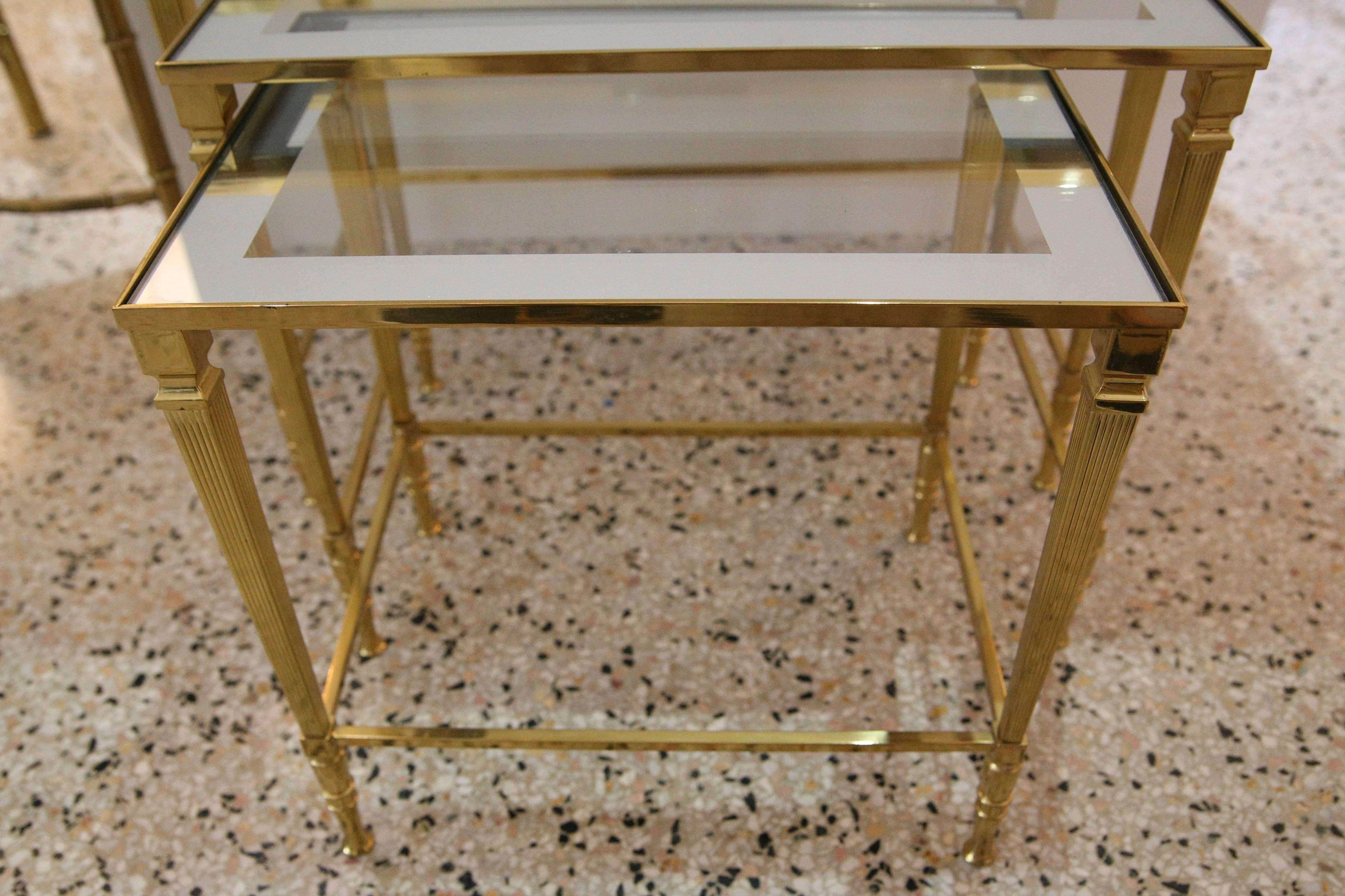  Nesting Tables in Brass, Glass and Mirror 1