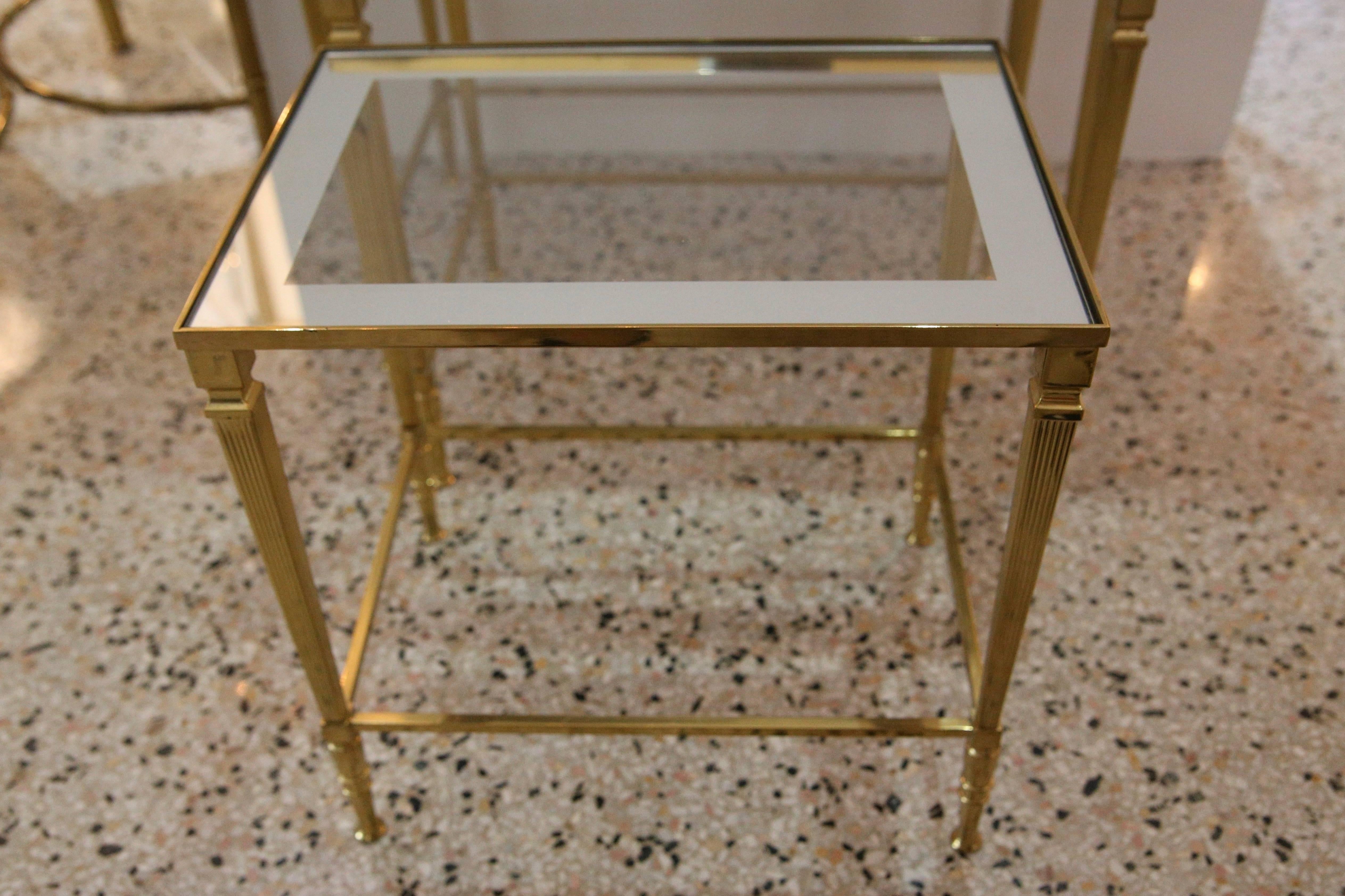  Nesting Tables in Brass, Glass and Mirror 2