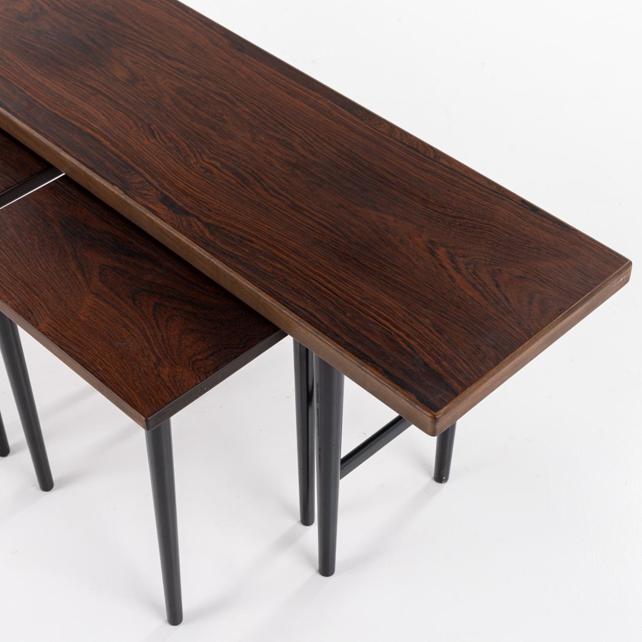 Patinated Nesting tables in Brazilian rosewood by Kurt Østervig