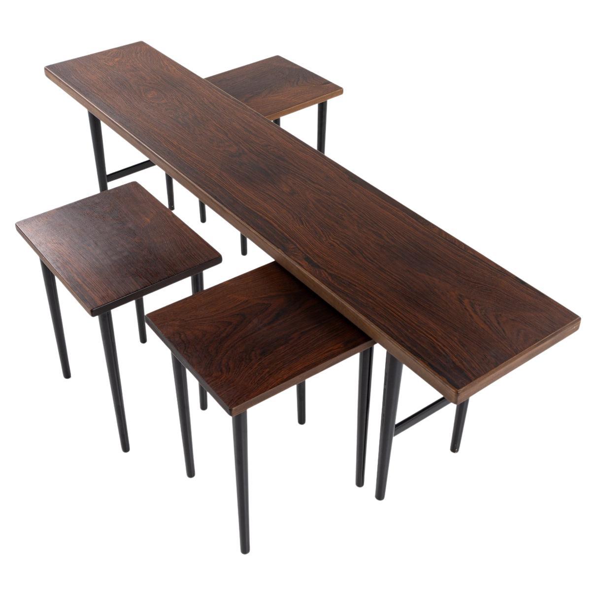 Nesting tables in Brazilian rosewood by Kurt Østervig