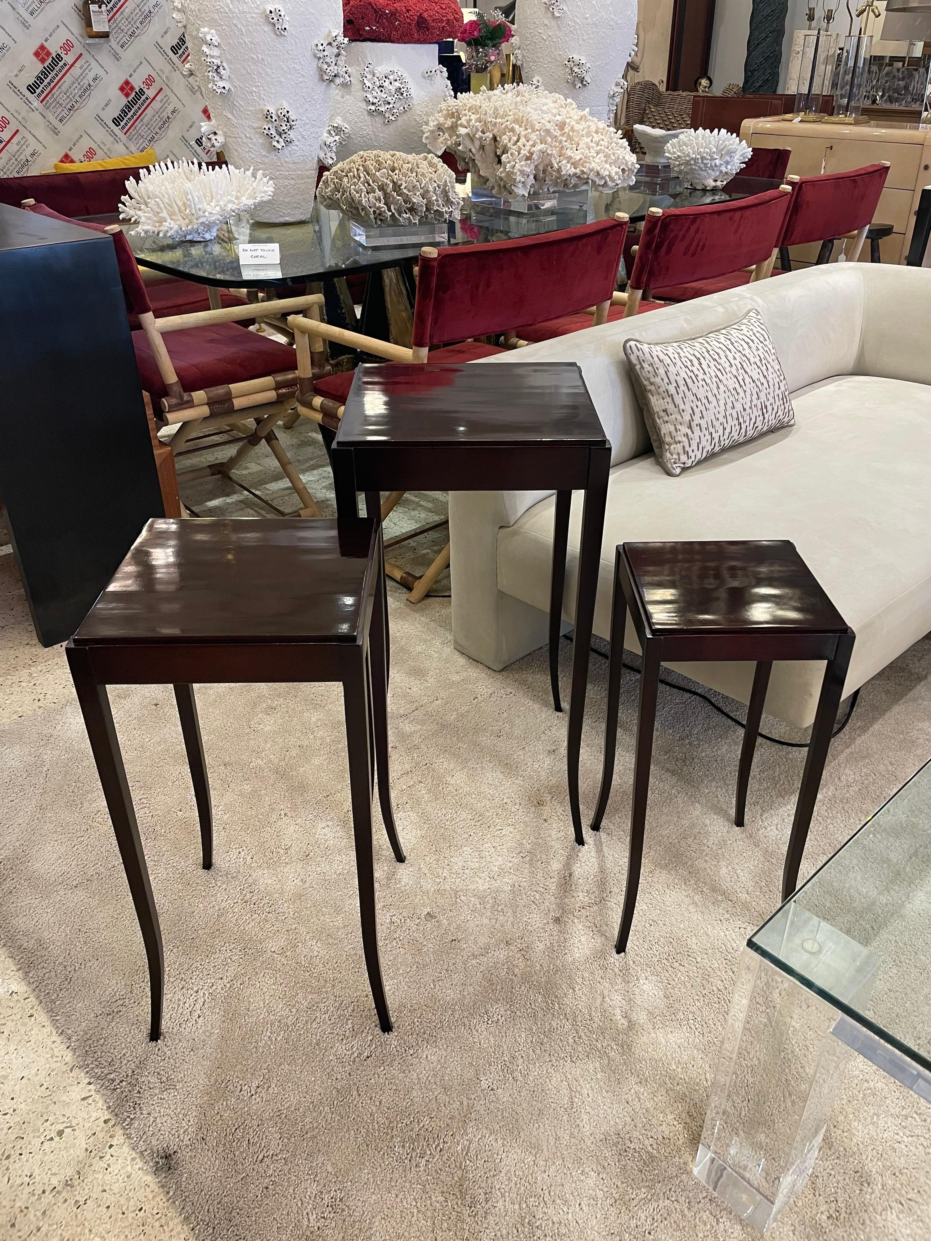 Nesting Tables in Dark Mahogany for Baker Furniture, 3 in the Set For Sale 1