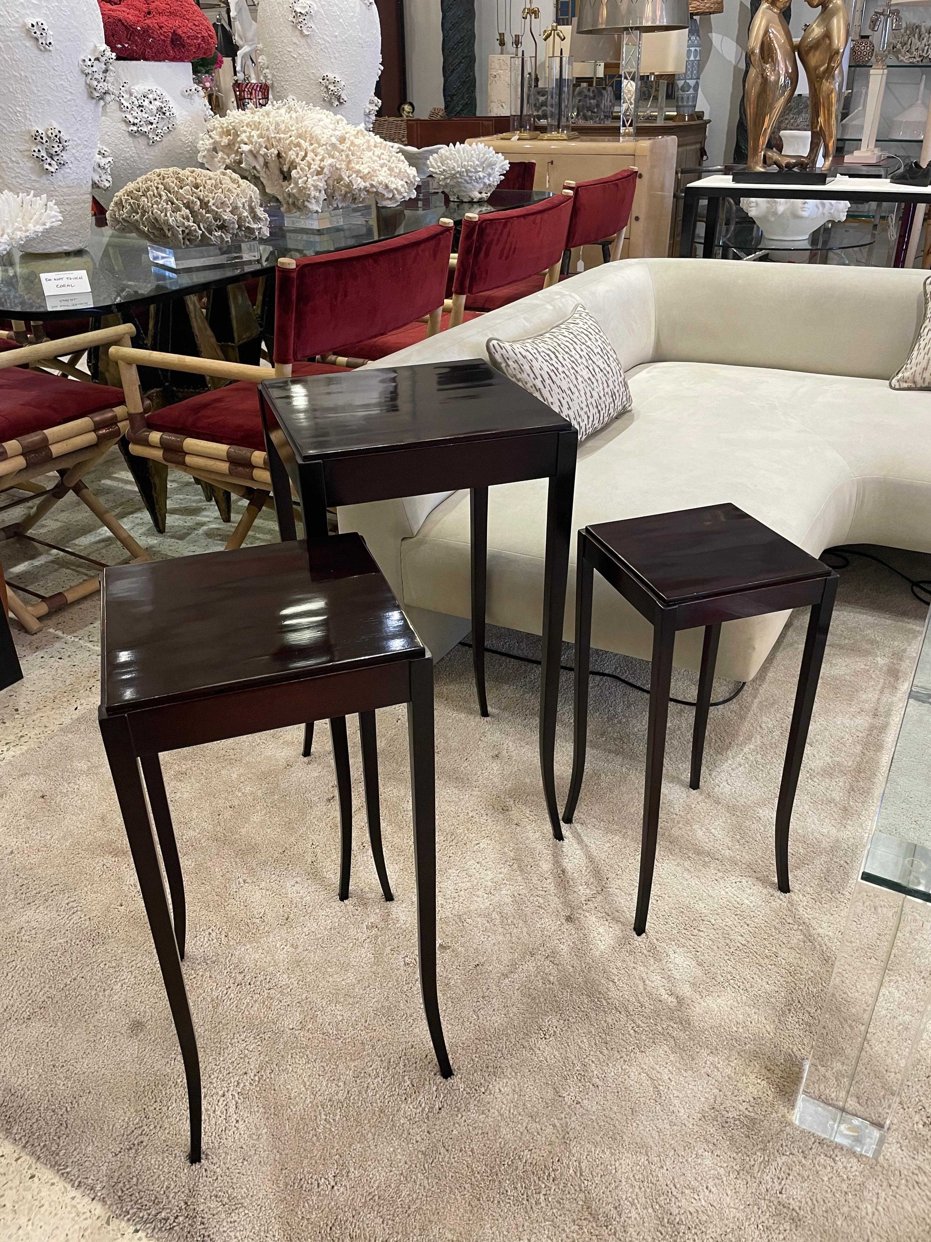Nesting Tables in Dark Mahogany for Baker Furniture, 3 in the Set For Sale 2